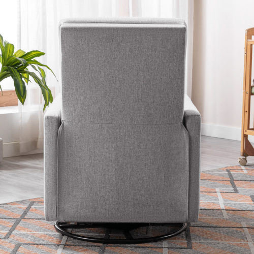 Modern Upholstered Rocker Nursery Chair Plush Seating Glider Swivel Recliner Chair, Gray、、casual