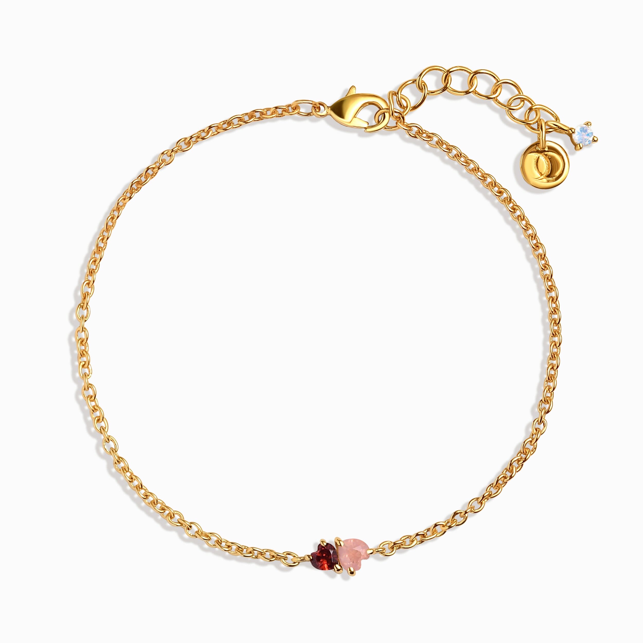 Rose Quartz & Garnet - Toi Et Moi Bracelet (Hearts)、mySite、hinf8tx79