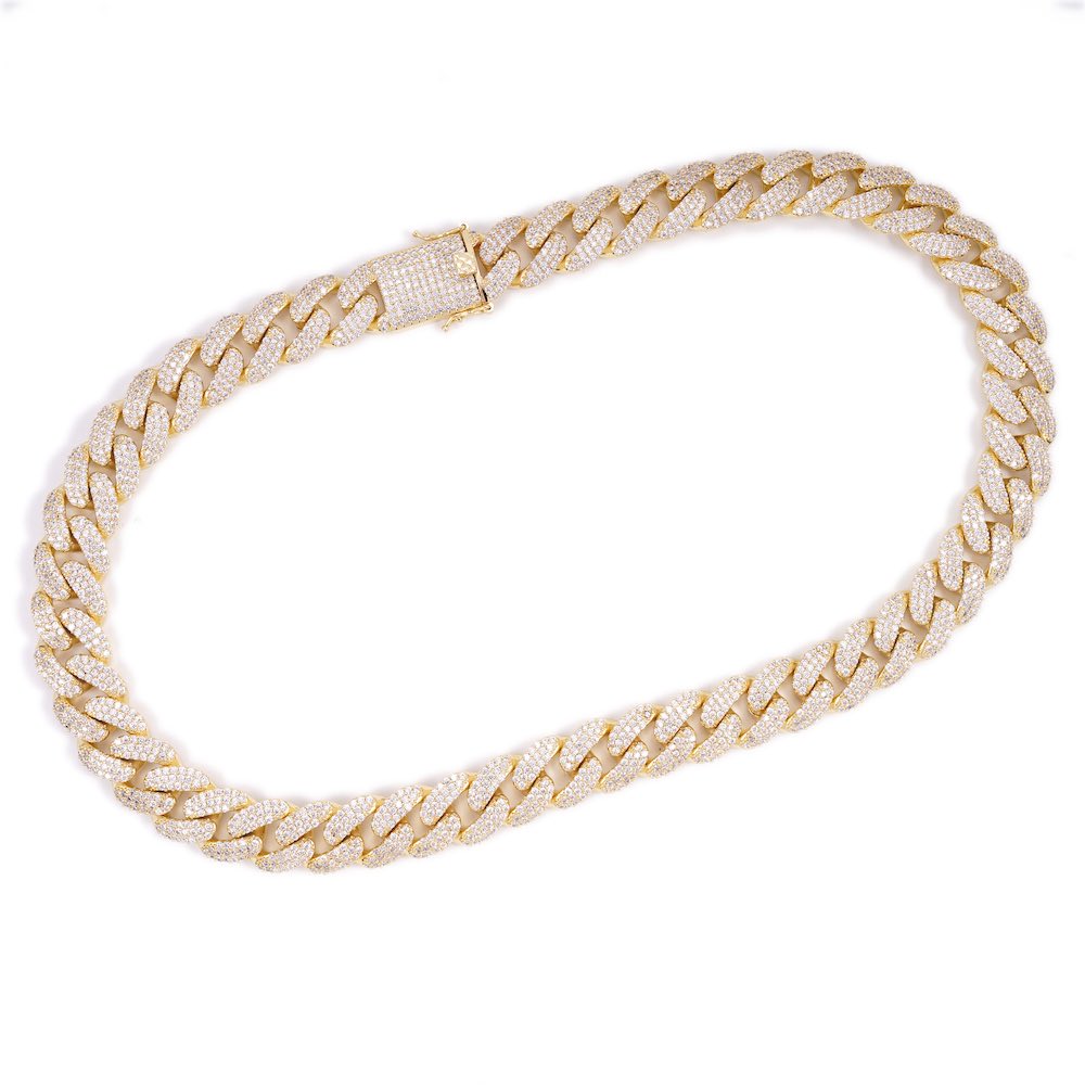 18MM Diamond Cuban Link Chain 14K Solid Yellow Gold、mySite、hinf8tx79