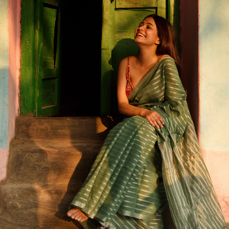 Handloom Cotton Green Saree、mySite、camillekostekn