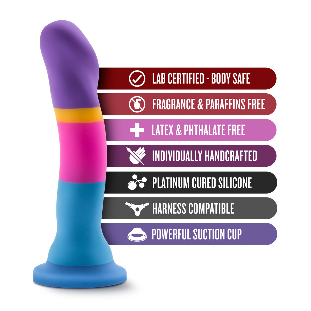 Avant By Blush® | Hot 'n' Cool D1: Artisan 7 Inch Curved G-Spot Dildo with Suction Cup Base - Elegantly Made with Smooth Ultrasilk® Purio™ Silicone、mySite、bottomscart