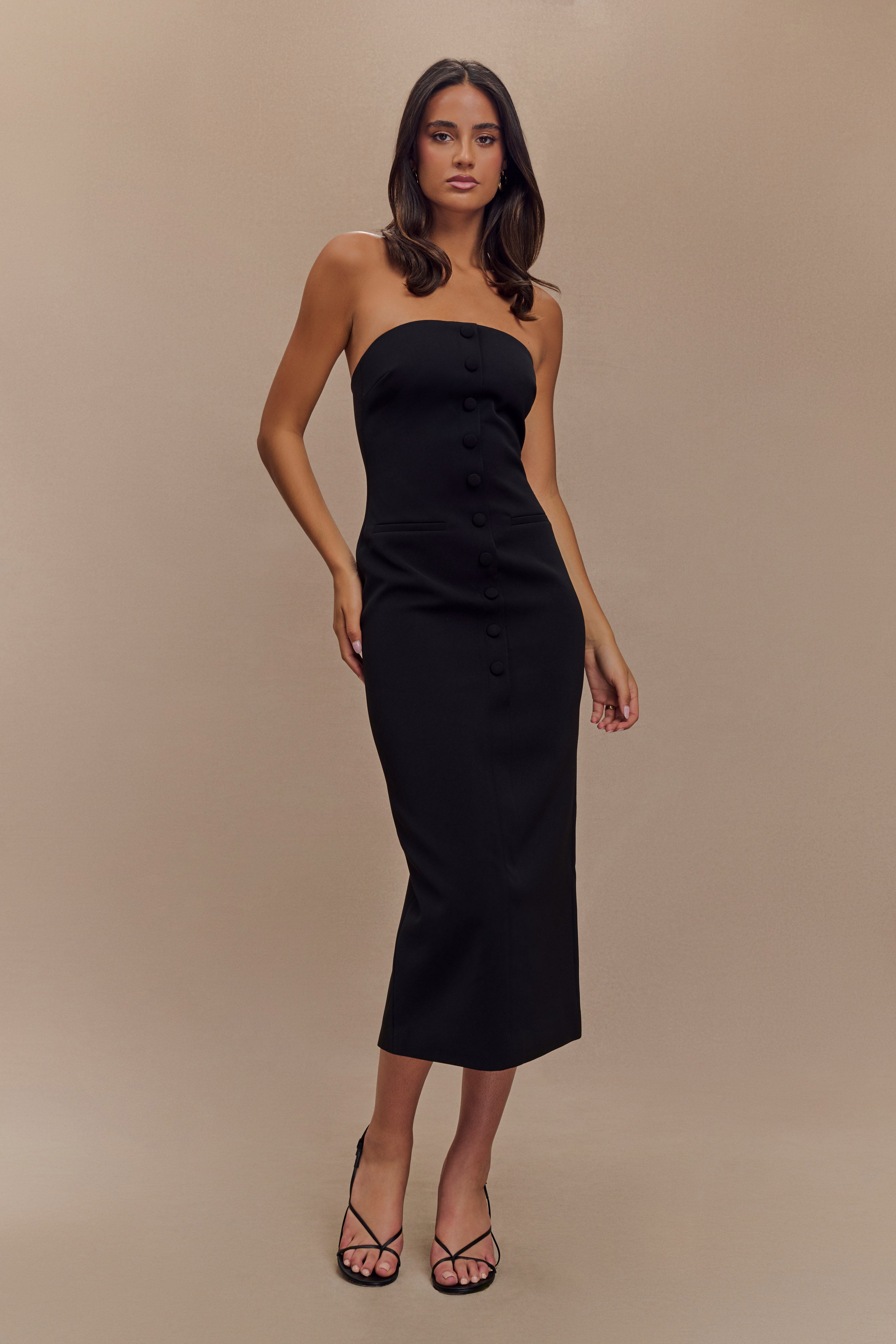 Sussan Strapless Midi Dress - Black、mySite、solidvoid
