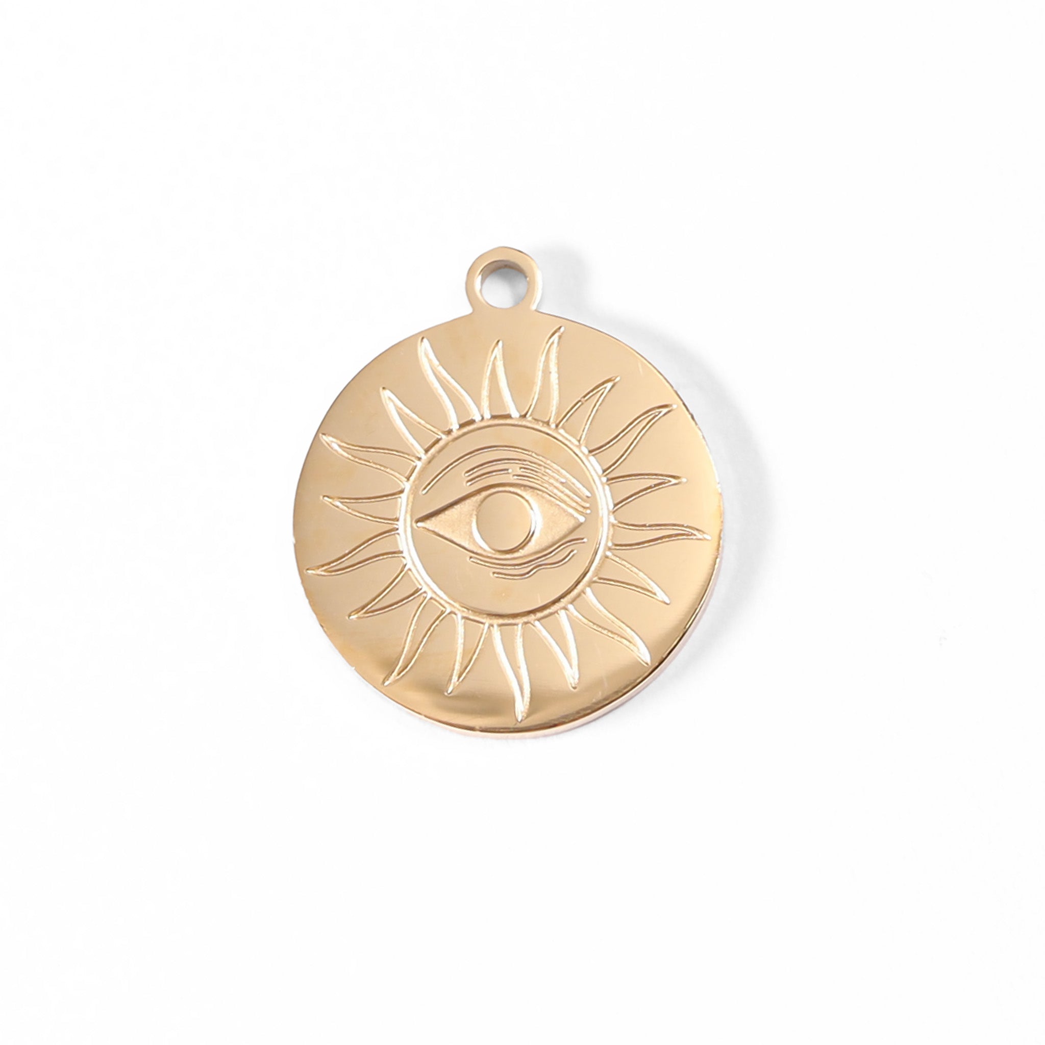 18K Gold PVD Stainless Steel Circle Sun Evil Eye Charm / PDL0002、mySite、dreamappss