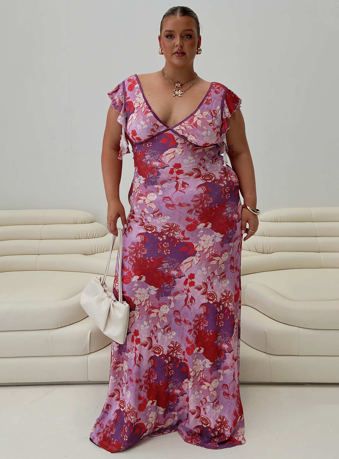 Soleila Maxi Dress Purple Multi Curve、mySite、solidvoid