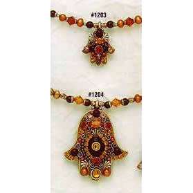 Michal Golan Autumn Swarovski Crystals and Glass Hamsa Necklace、mySite、topwebapps