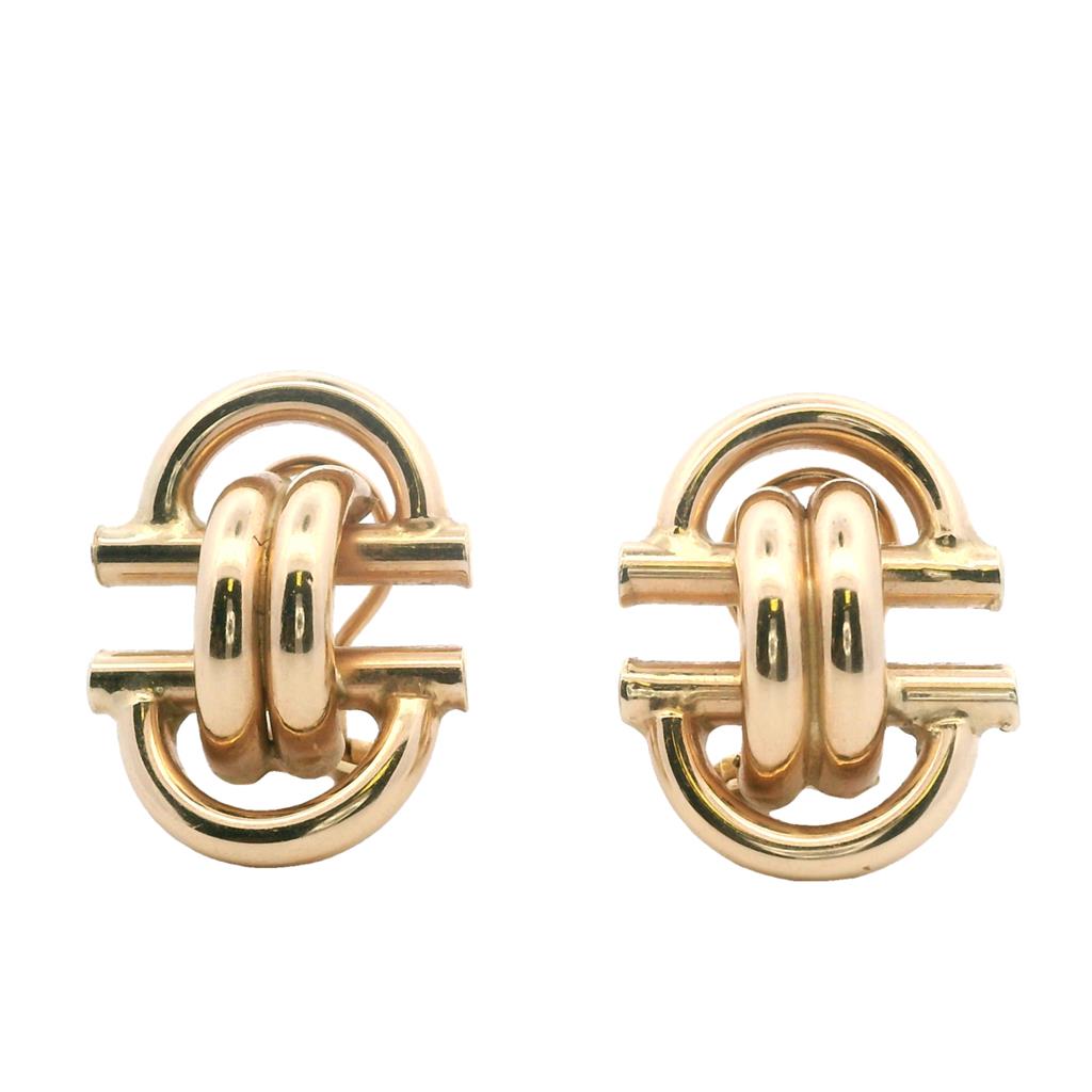 Estate 14K Yellow Gold Interlocking Bar Stud Earrings、mySite、botmansion