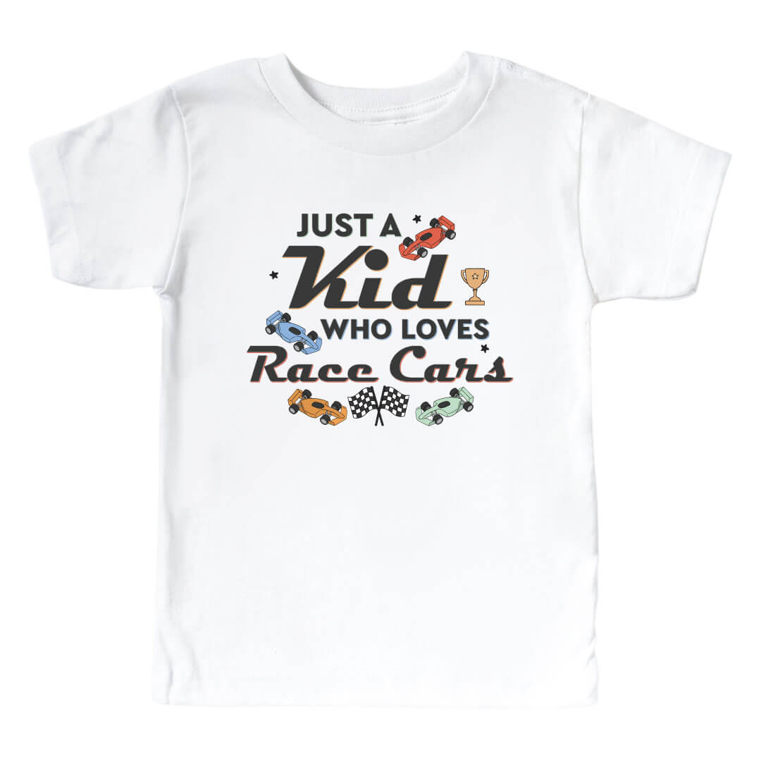  Who Loves Race Cars Kids Graphic Tee | White、mySite、layawaytickets