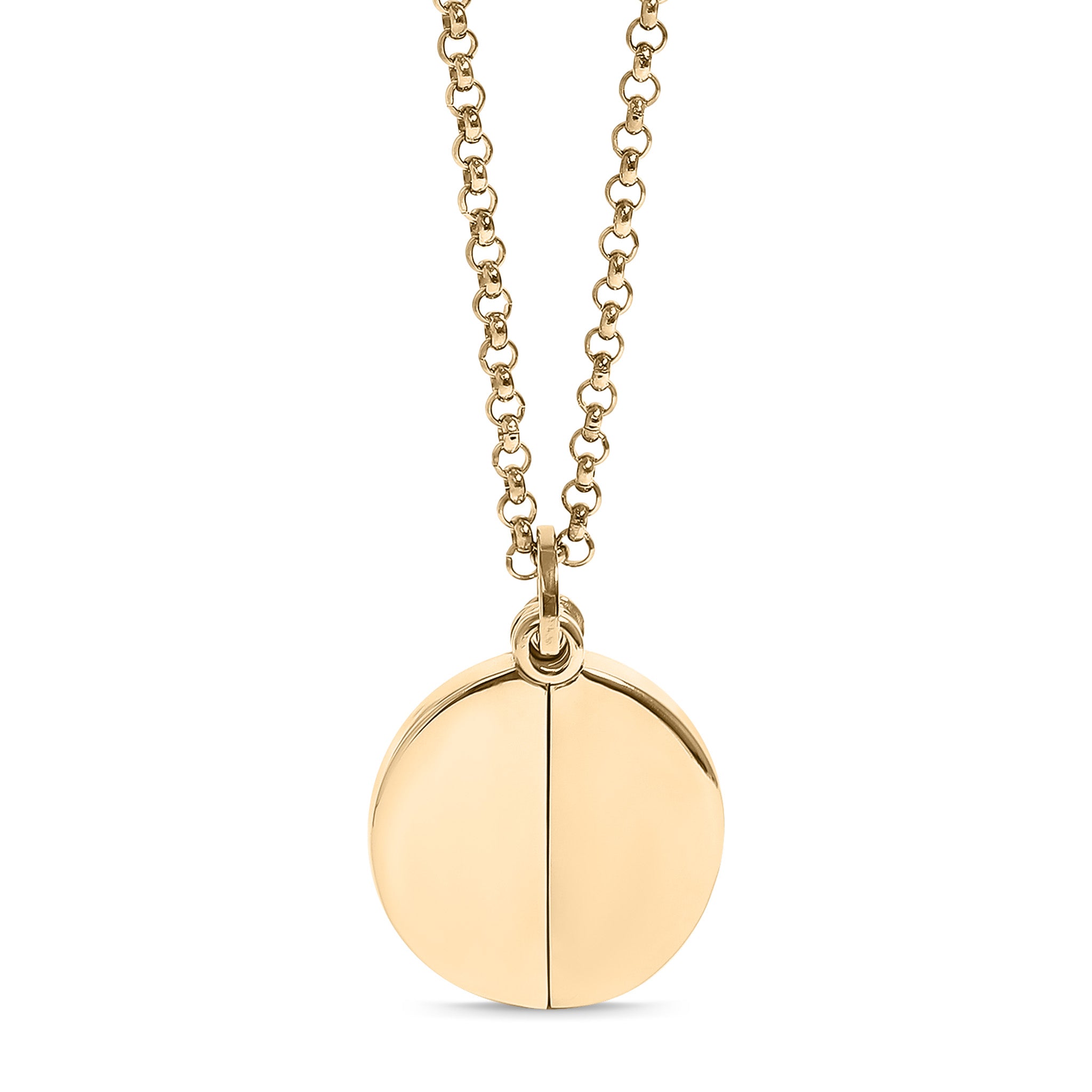 18K Gold PVD Stainless Steel Blank Circle Hidden Message Necklace / CHN9972、mySite、dreamappss