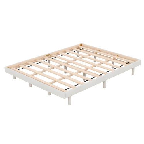 Modern Design Full Floating Platform Bed Frame for Walnut Color、、xpatfood