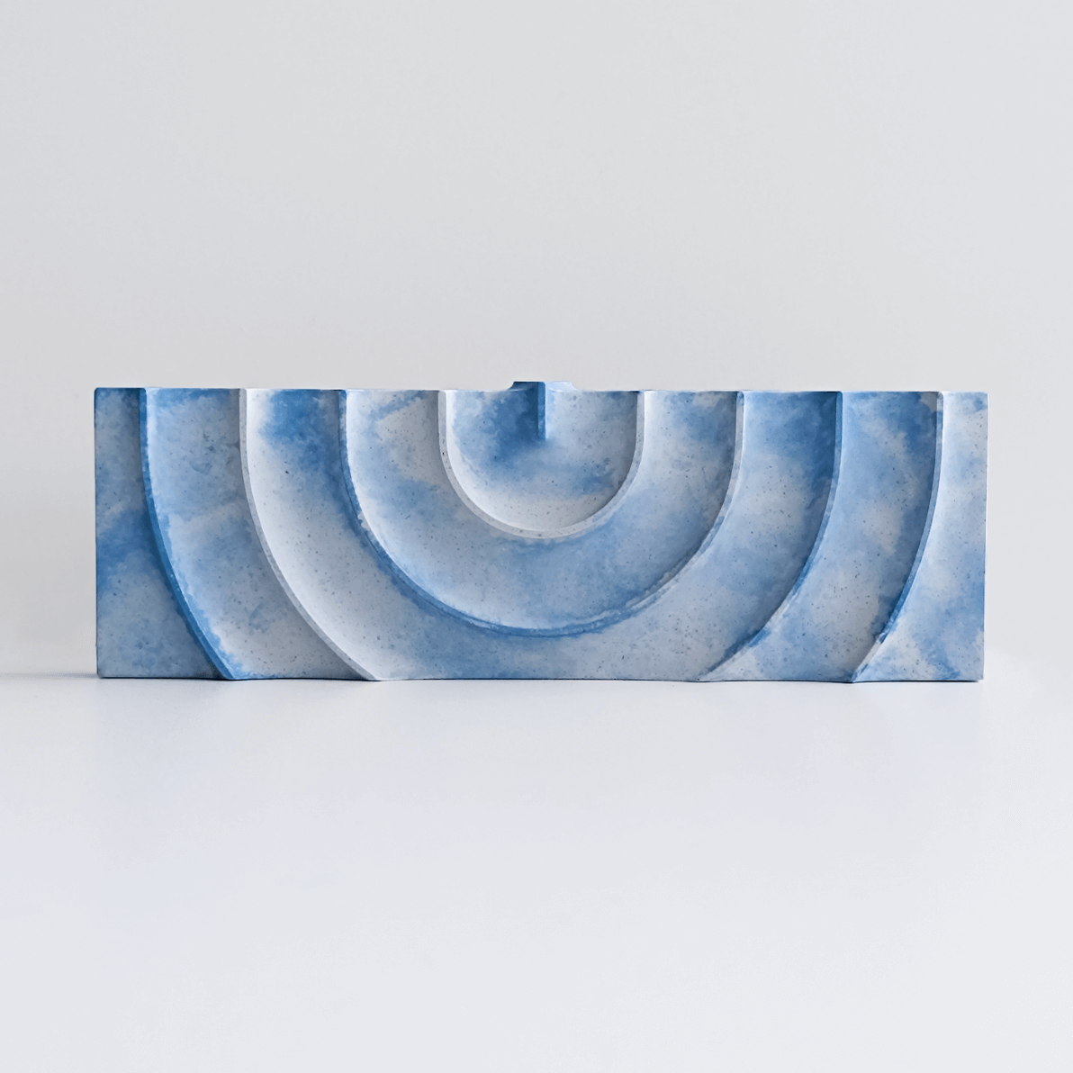 Hand-Poured Rippled Concrete Hanukkah Menorah - Blue Marbled、mySite、topwebapps
