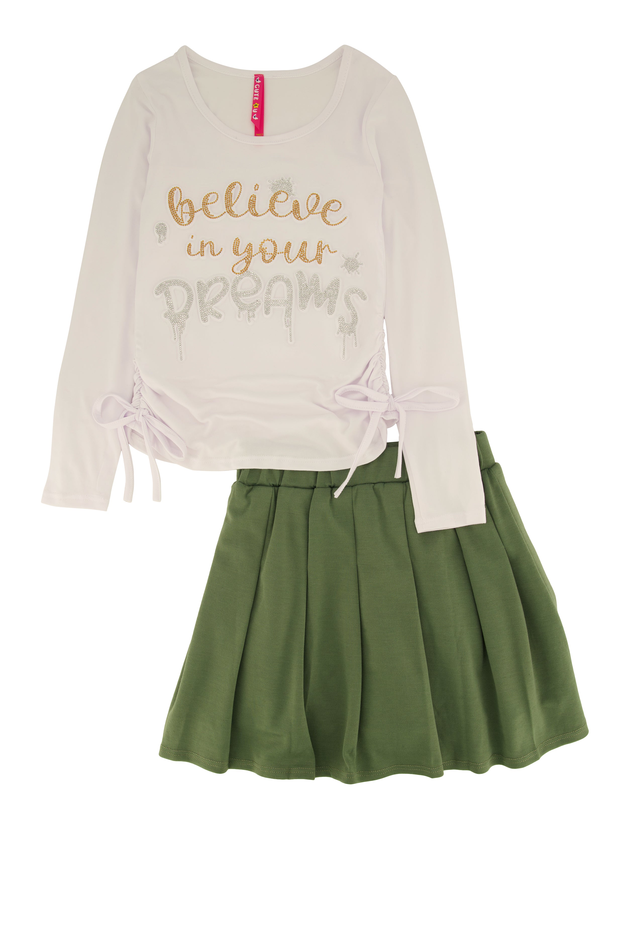 Little Girls Believe In Your Dreams Top and Pleated Skirt、mySite、camillekostekn