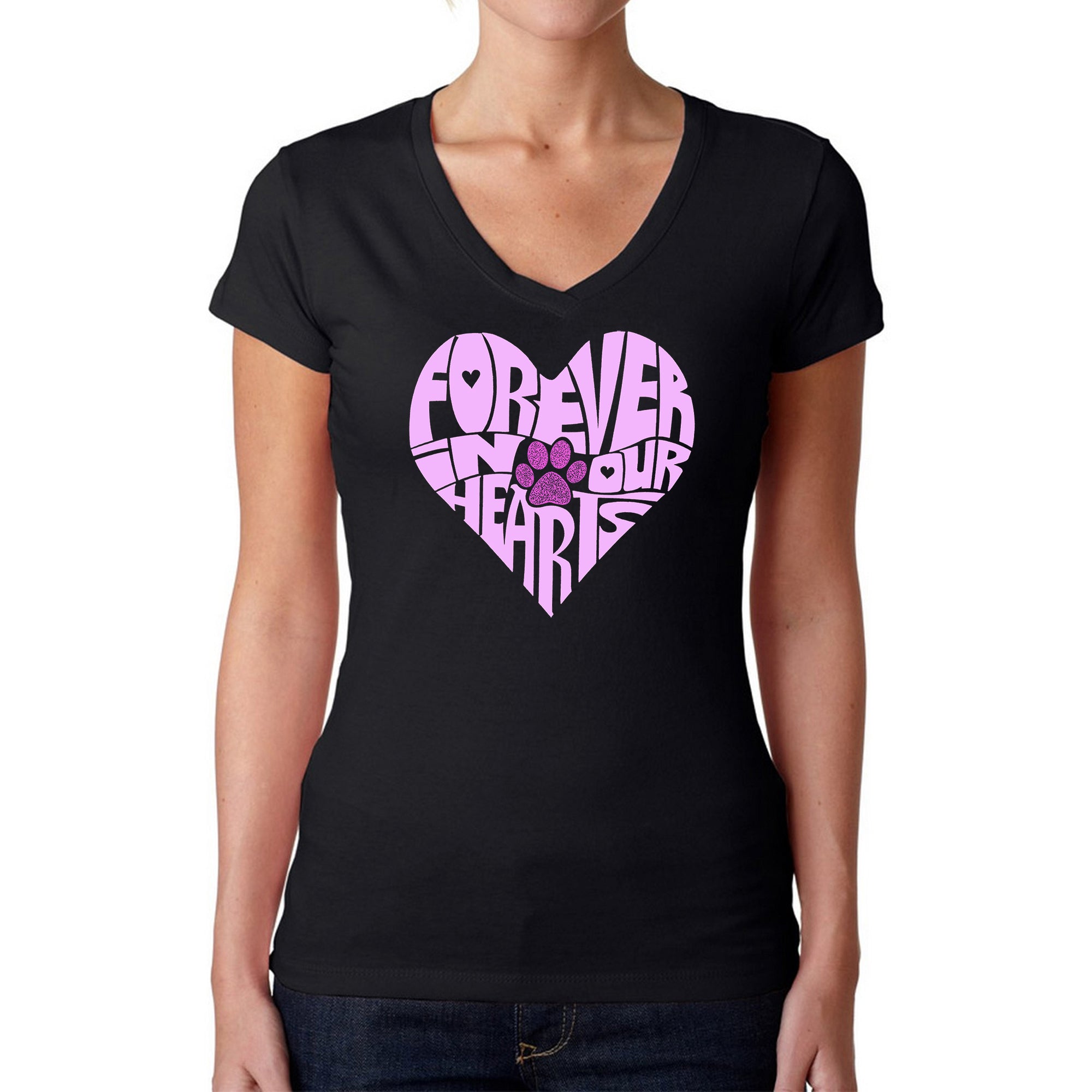 Forever In Our Hearts - Women's Word Art V-Neck T-Shirt、mySite、camillekostekn