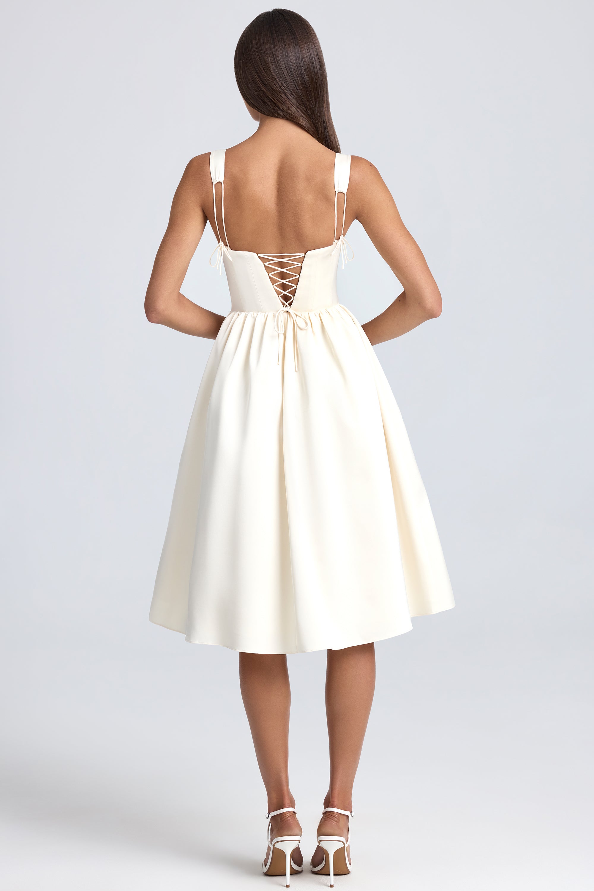 Draped Corset Midaxi Dress in Ivory、mySite、solidvoid