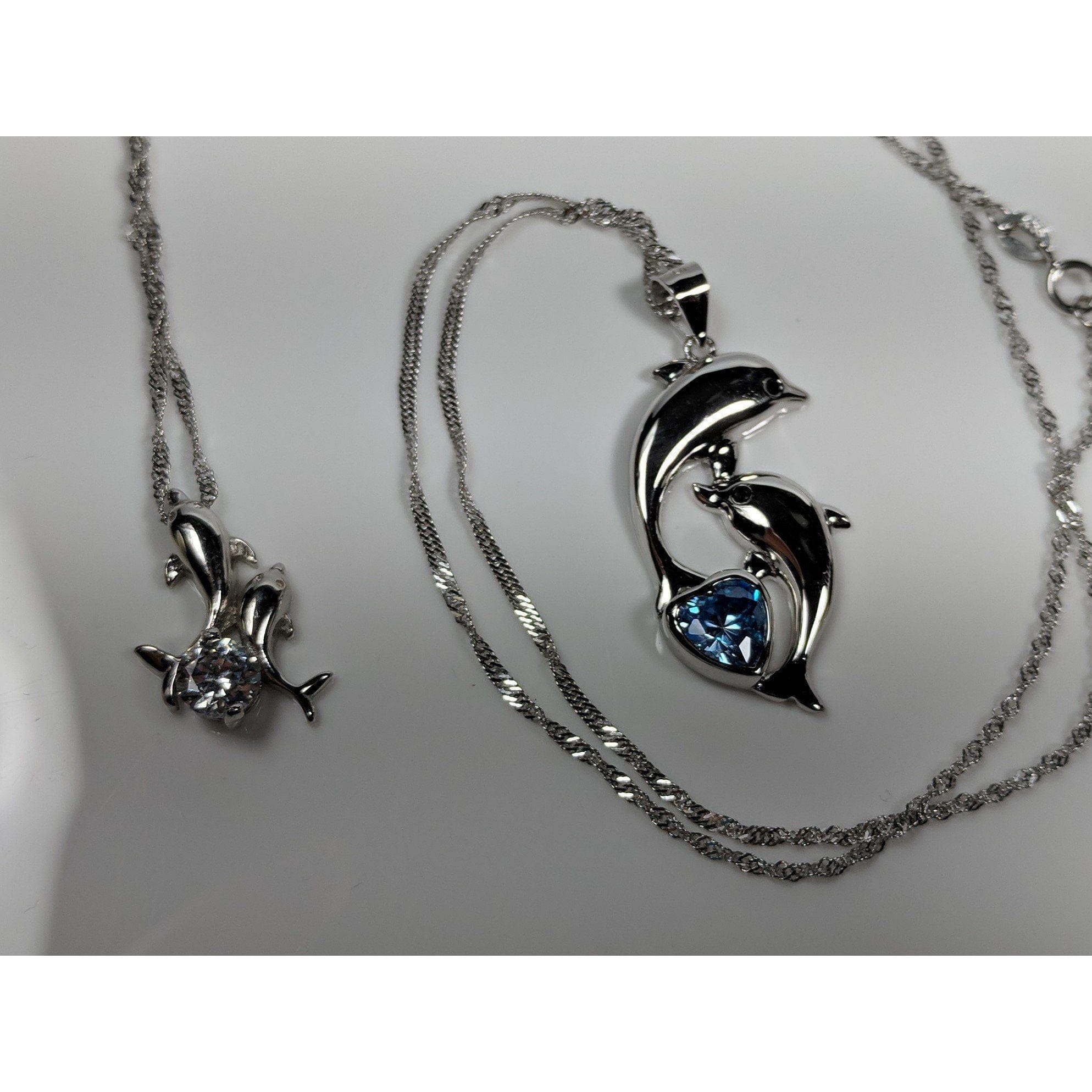 Dolphin Necklaces (4 Styles) in 925 Silver with Blue Cubic Zirconia、mySite、g9winljtr