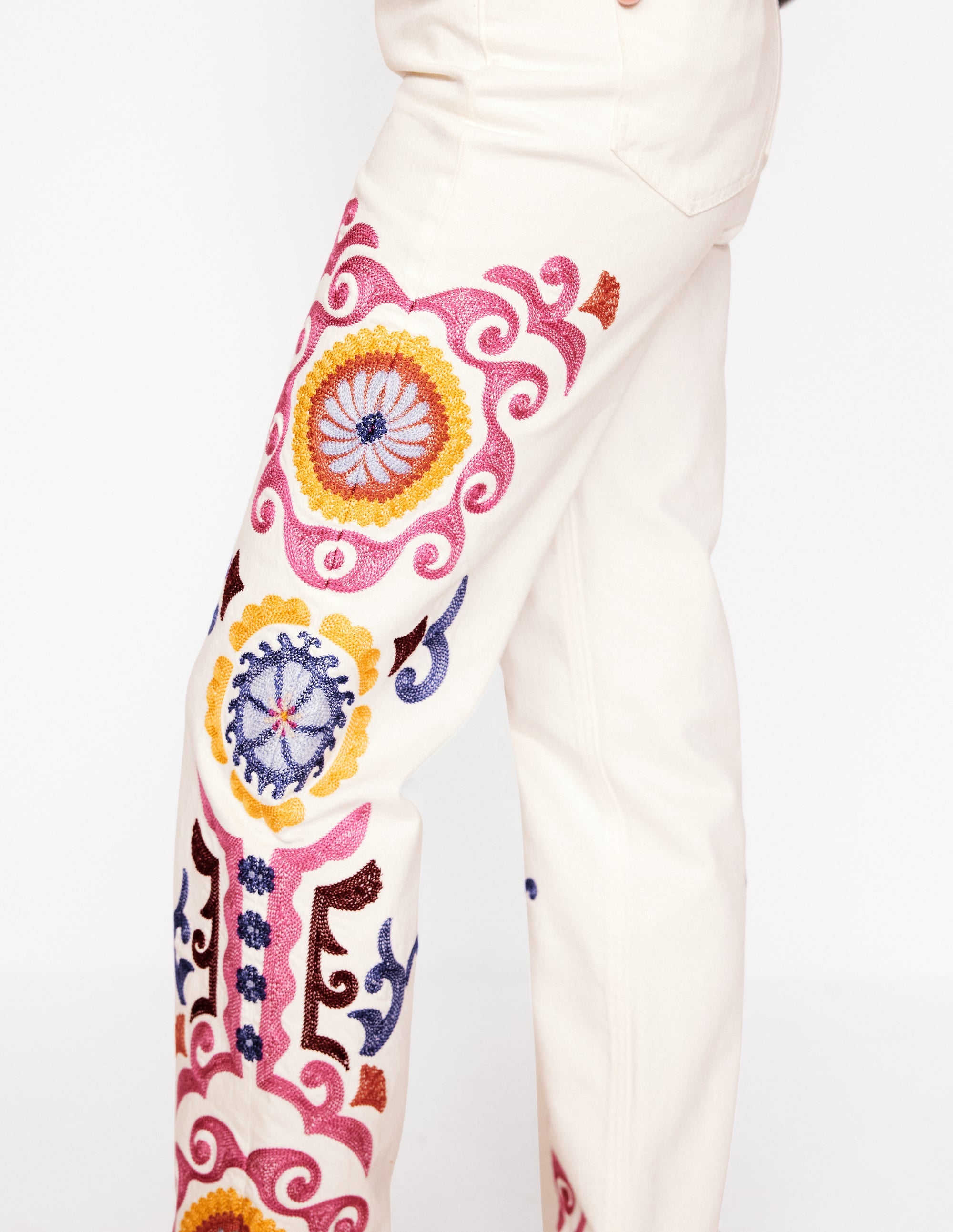  High Rise Embroidered Jeans-White Embroidery、mySite、ashleygrahame