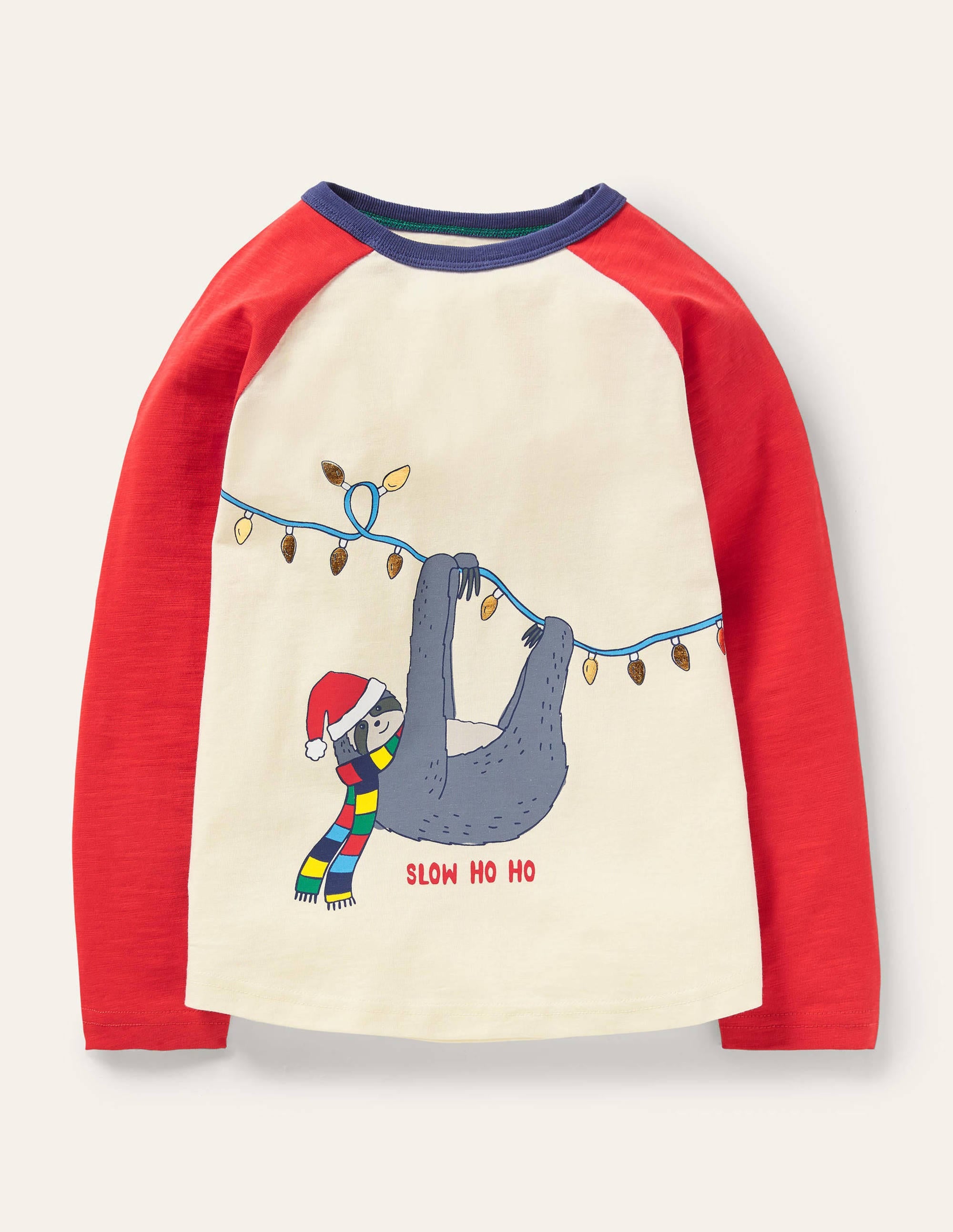  Festive Pun Raglan T-shirt-Ivory/Red Slow Ho-Ho、mySite、ashleygrahame