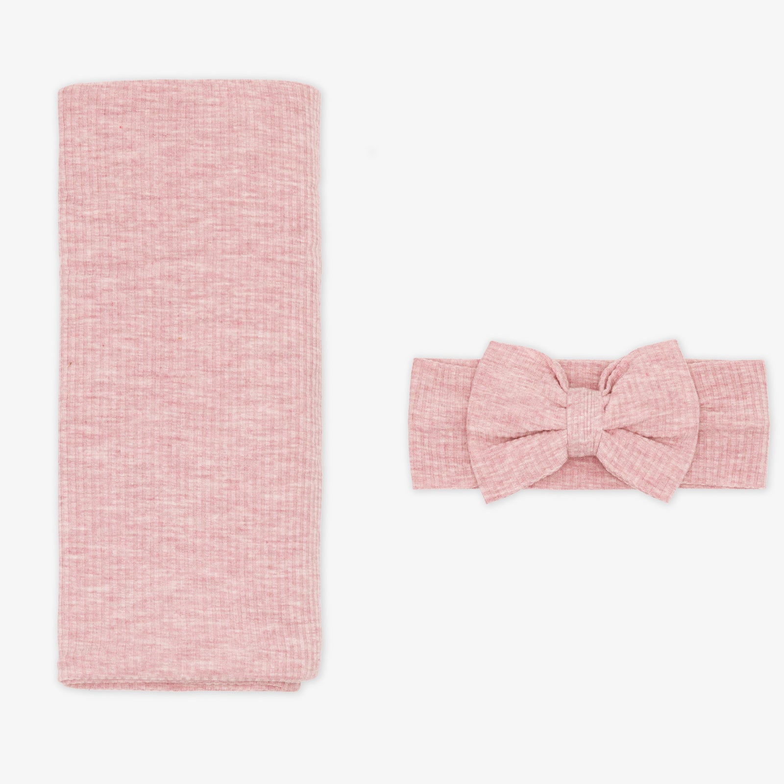  Heather Mauve Ribbed Swaddle & Luxe Bow Headband Set、mySite、layawaytickets