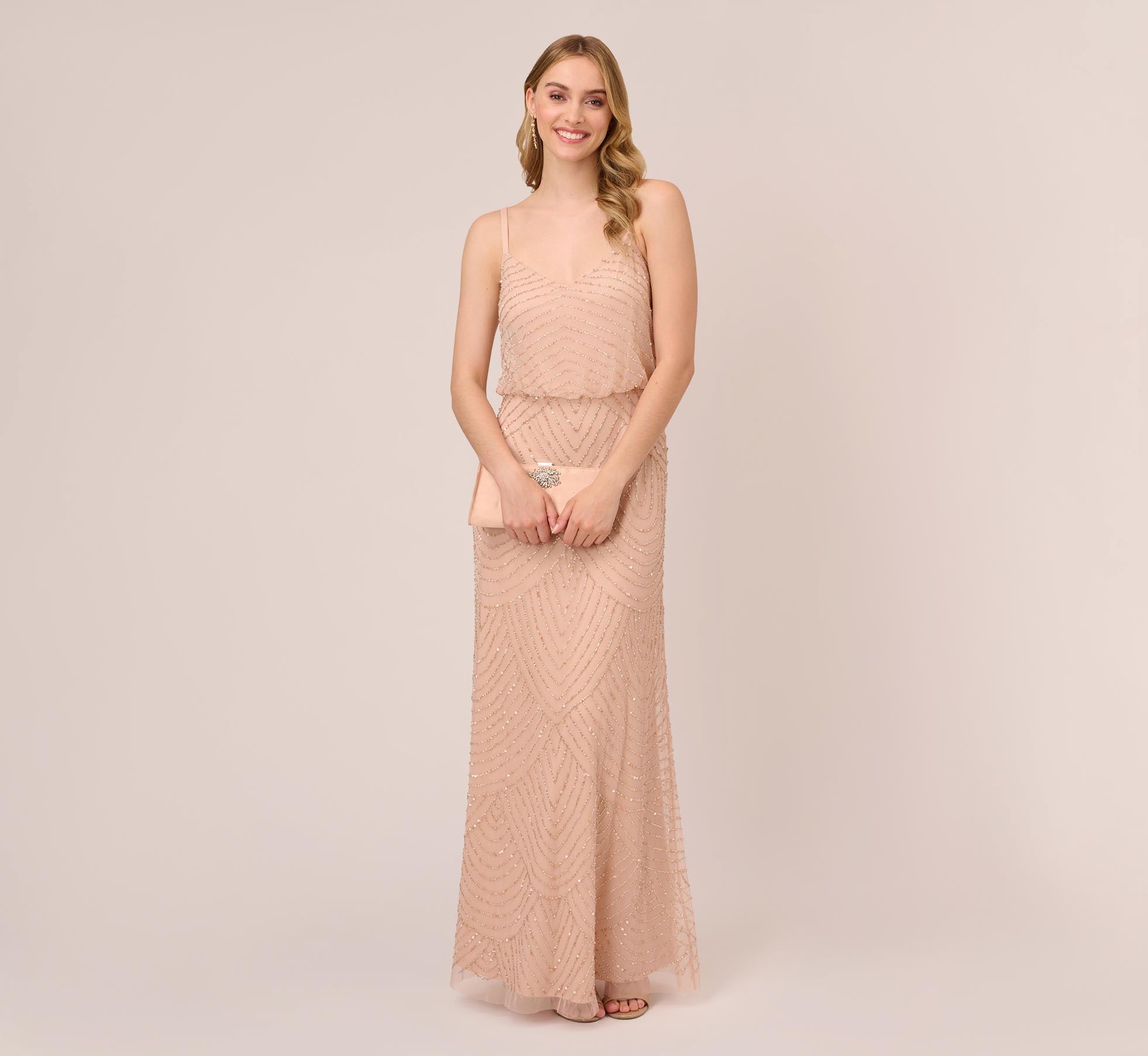 Art Deco Beaded Blouson Gown In Blush、mySite、solidvoid