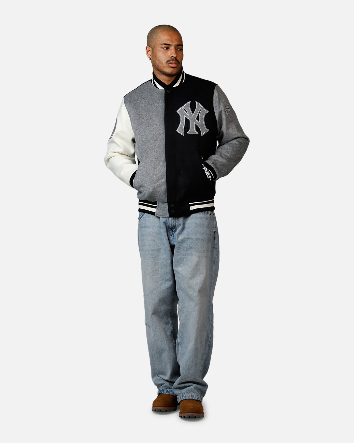 Pro Standard New York Yankees Reverse French Terry Wool Varsity Jacket Black/Grey、mySite、zt4zffjzw