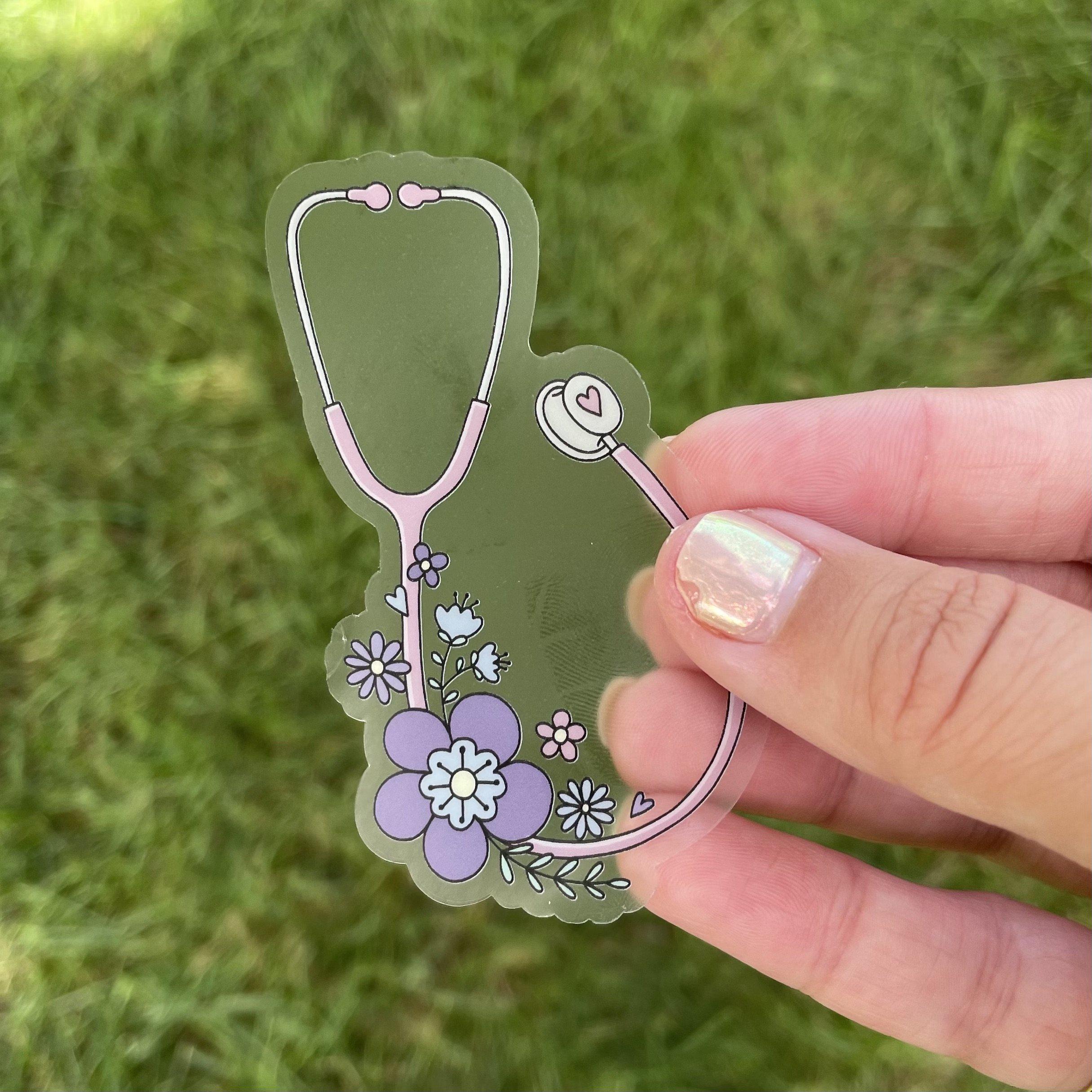  Floral Stethoscope Clear Sticker、mySite、elrpsem3k