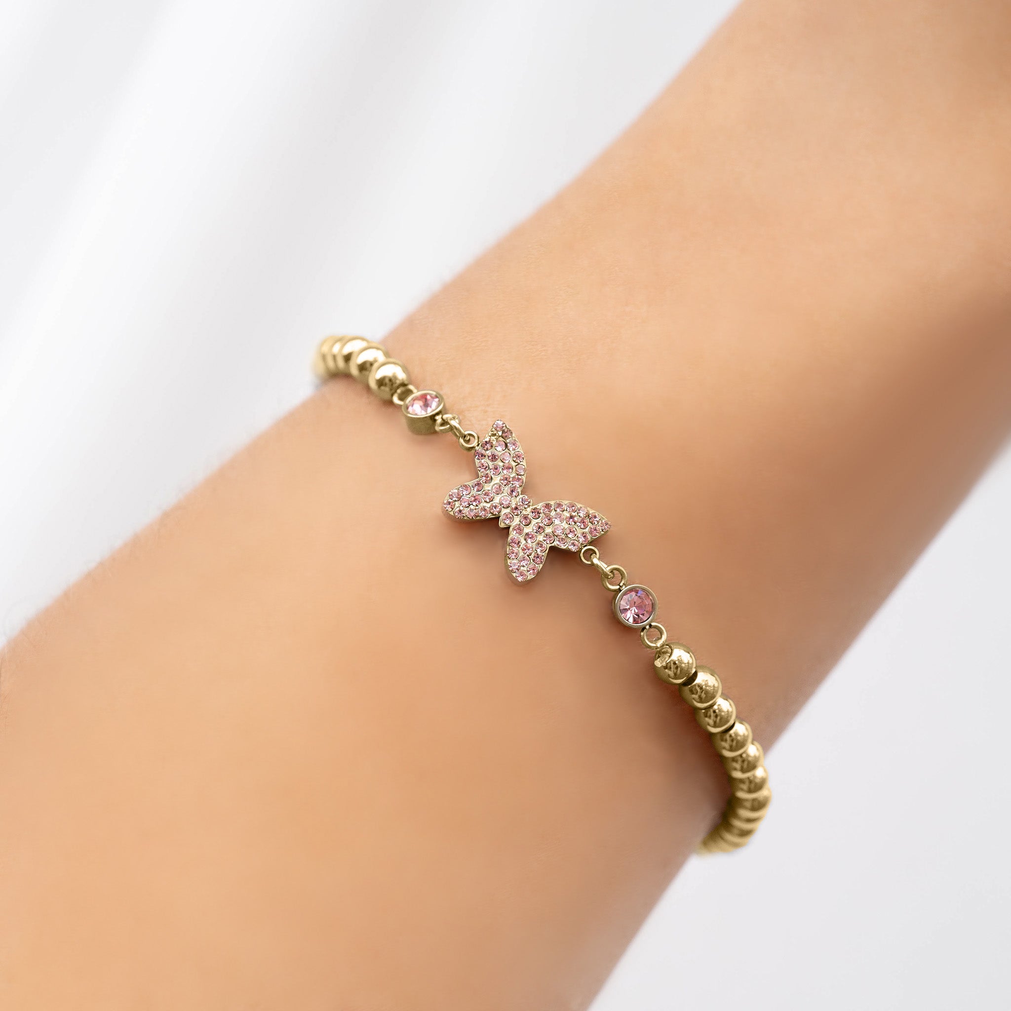 18K Gold PVD Stainless Steel Butterfly Stretch Bracelet / BRJ1074、mySite、dreamappss