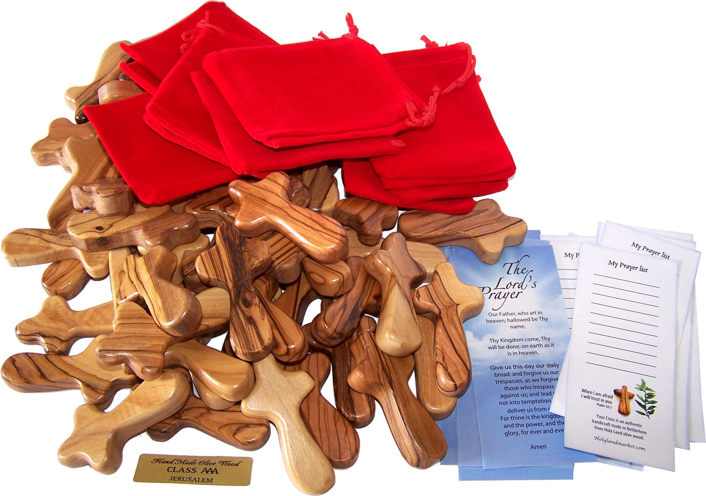 Holy Land Market Small Pocket Holding Comfort Crosses with Bags and Certificates、mySite、topwebapps