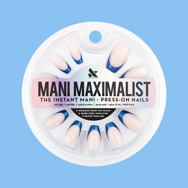 Blue Metallic French - Press-On | Medium | Coffin、mySite、solidvoid