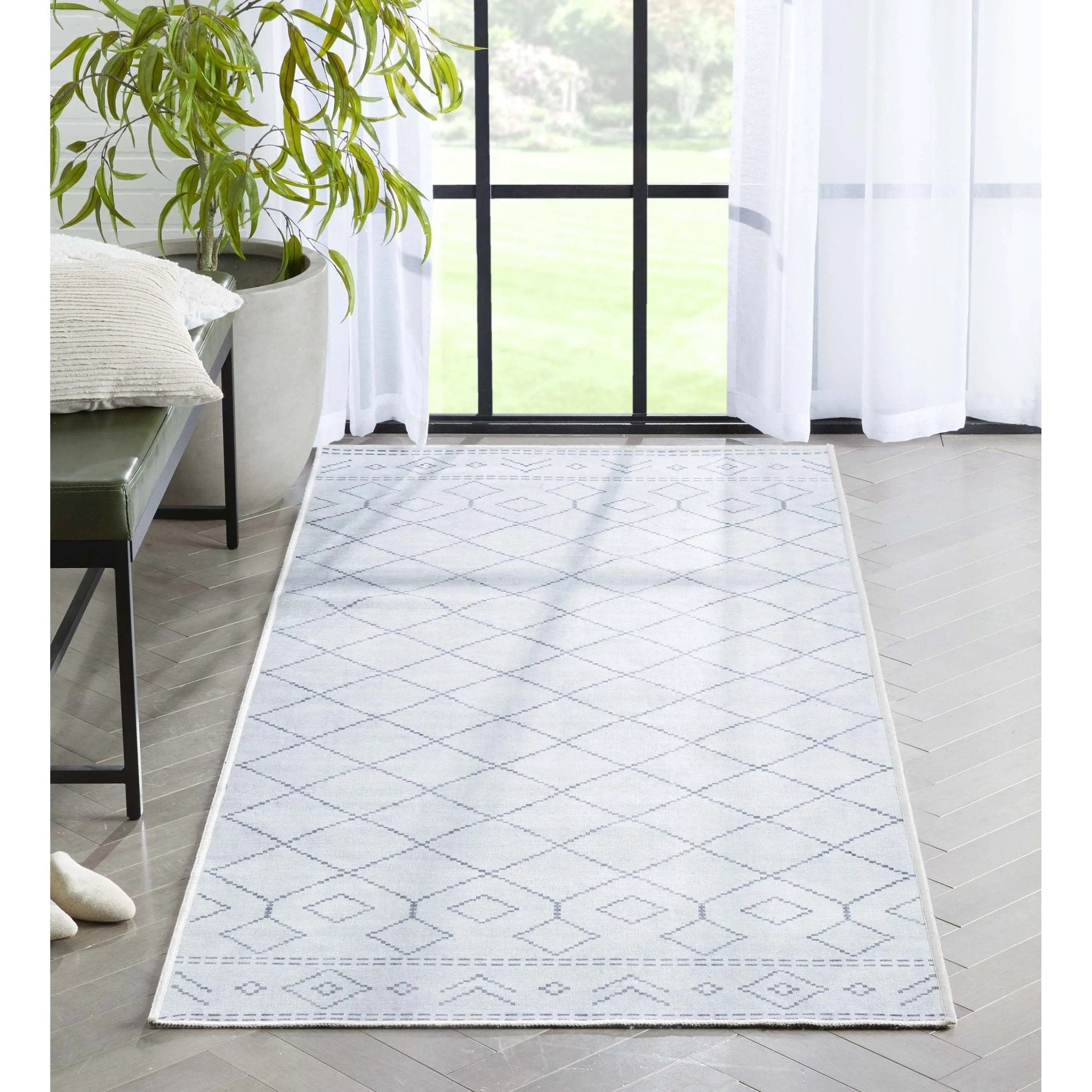 Anastasia Moroccan Trellis Pattern Ivory Grey Area Flat-Weave Rug、mySite、gigharbornorthrealestate