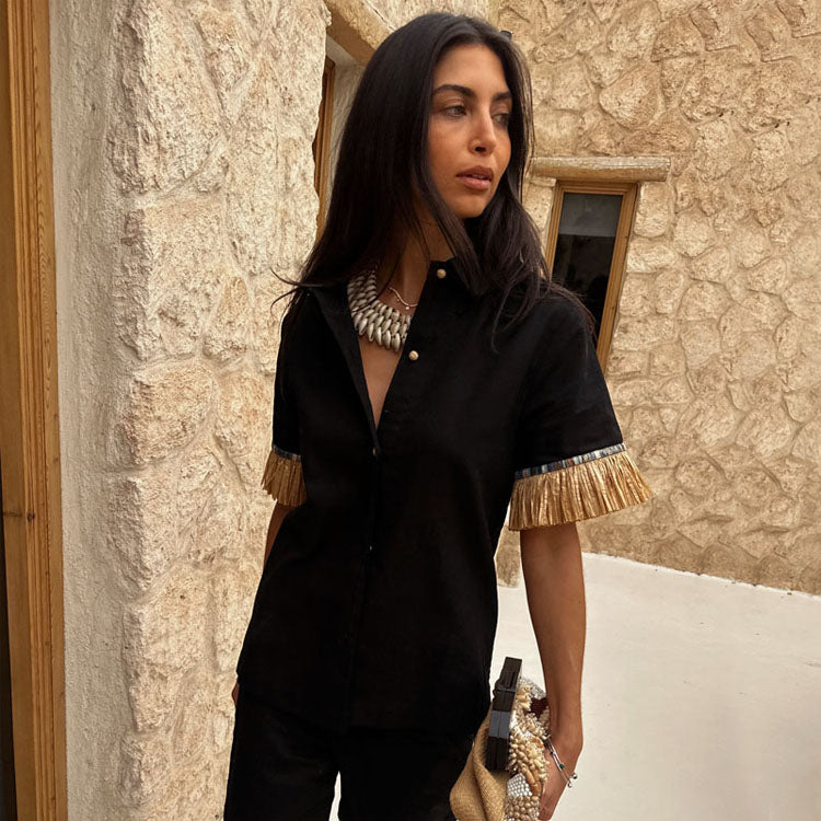 Black Raffia Shirt、mySite、solidvoid