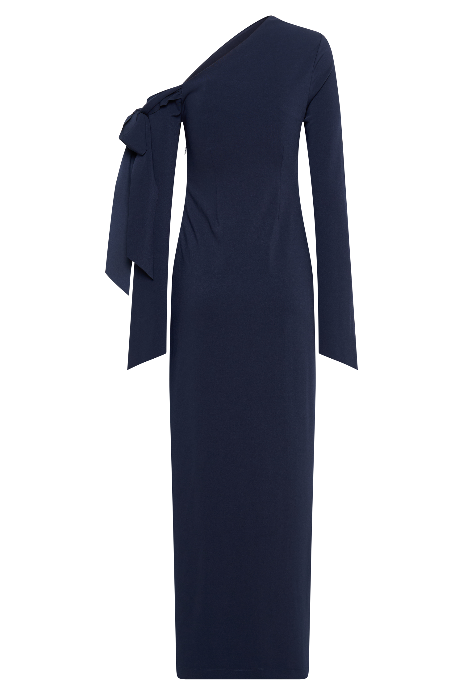 Nicola One Shoulder Crepe Maxi Dress - Dark Navy、mySite、solidvoid