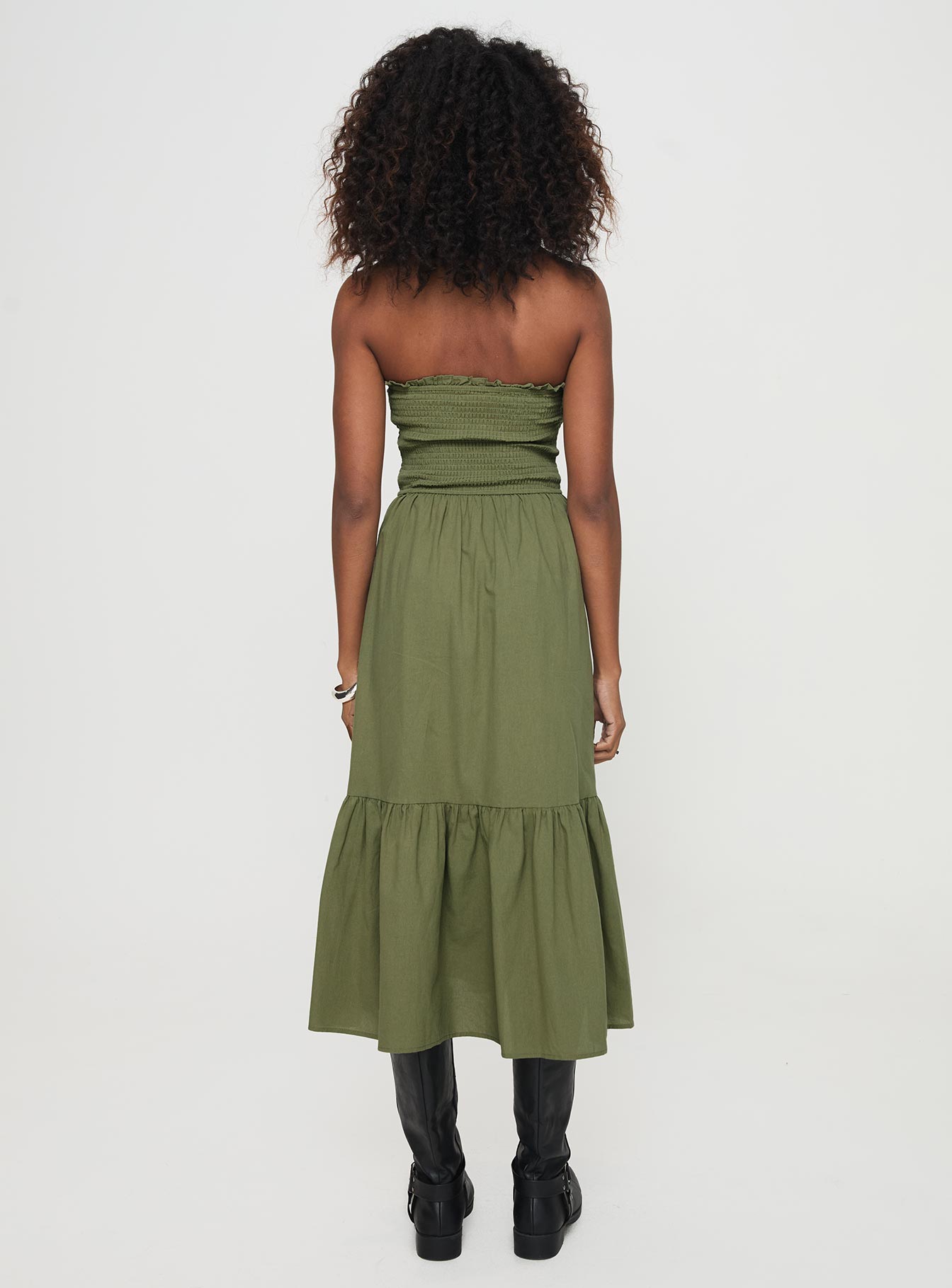 Chani Strapless Maxi Dress Olive、mySite、solidvoid
