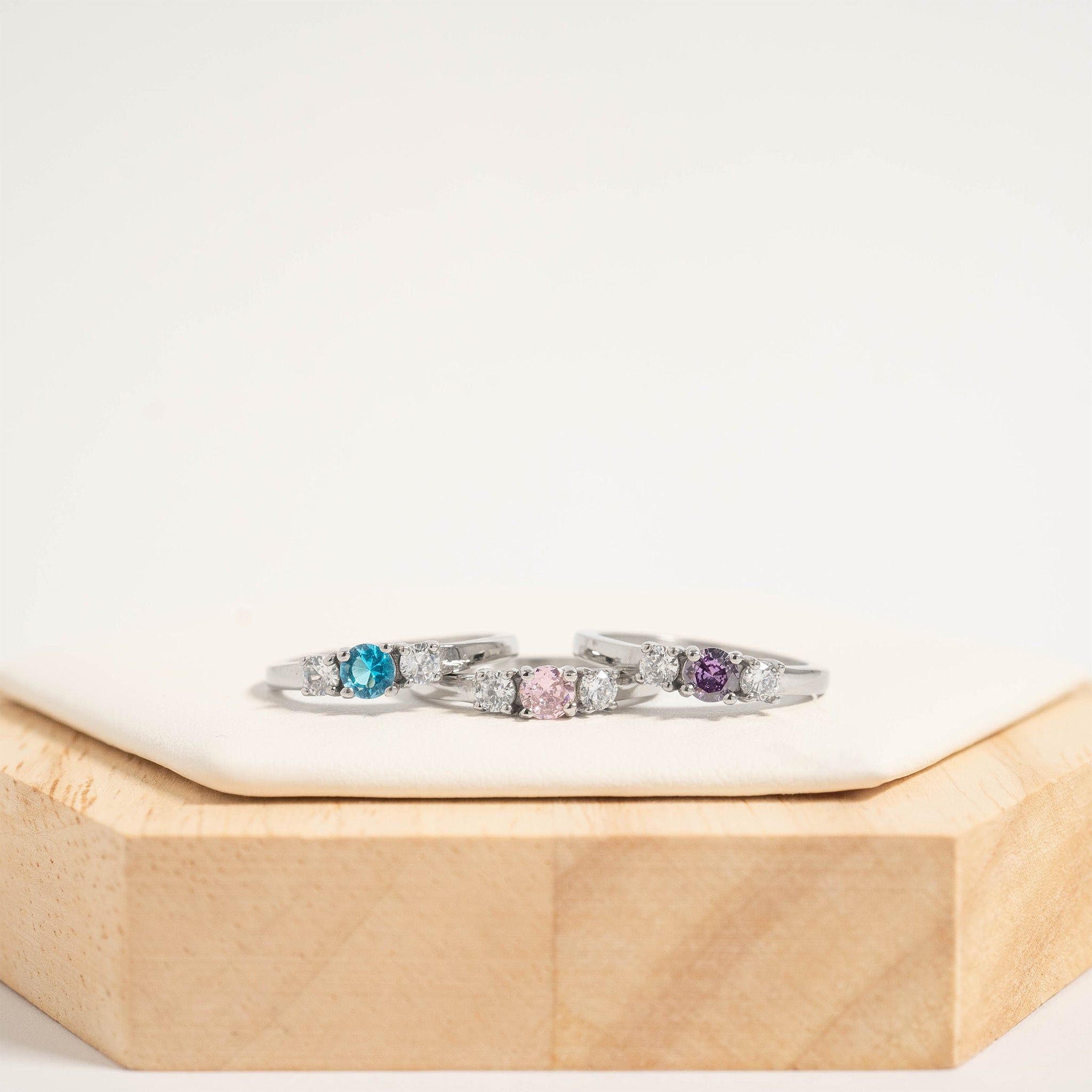 Stainless Steel Small CZ Accent Birthstone Ring / KSR0001、mySite、dreamappss