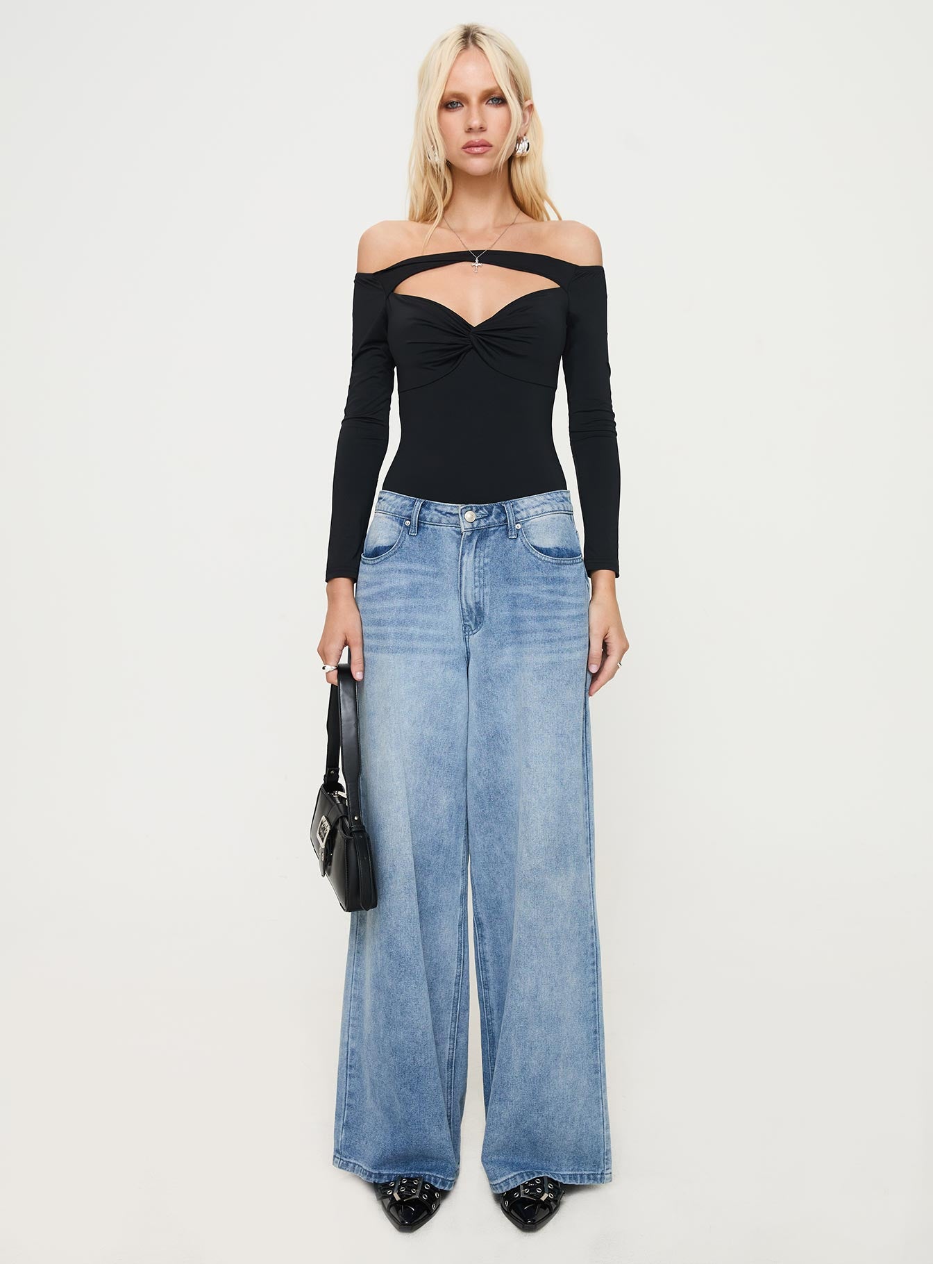 Bleue Long Sleeve Bodysuit Black、mySite、solidvoid