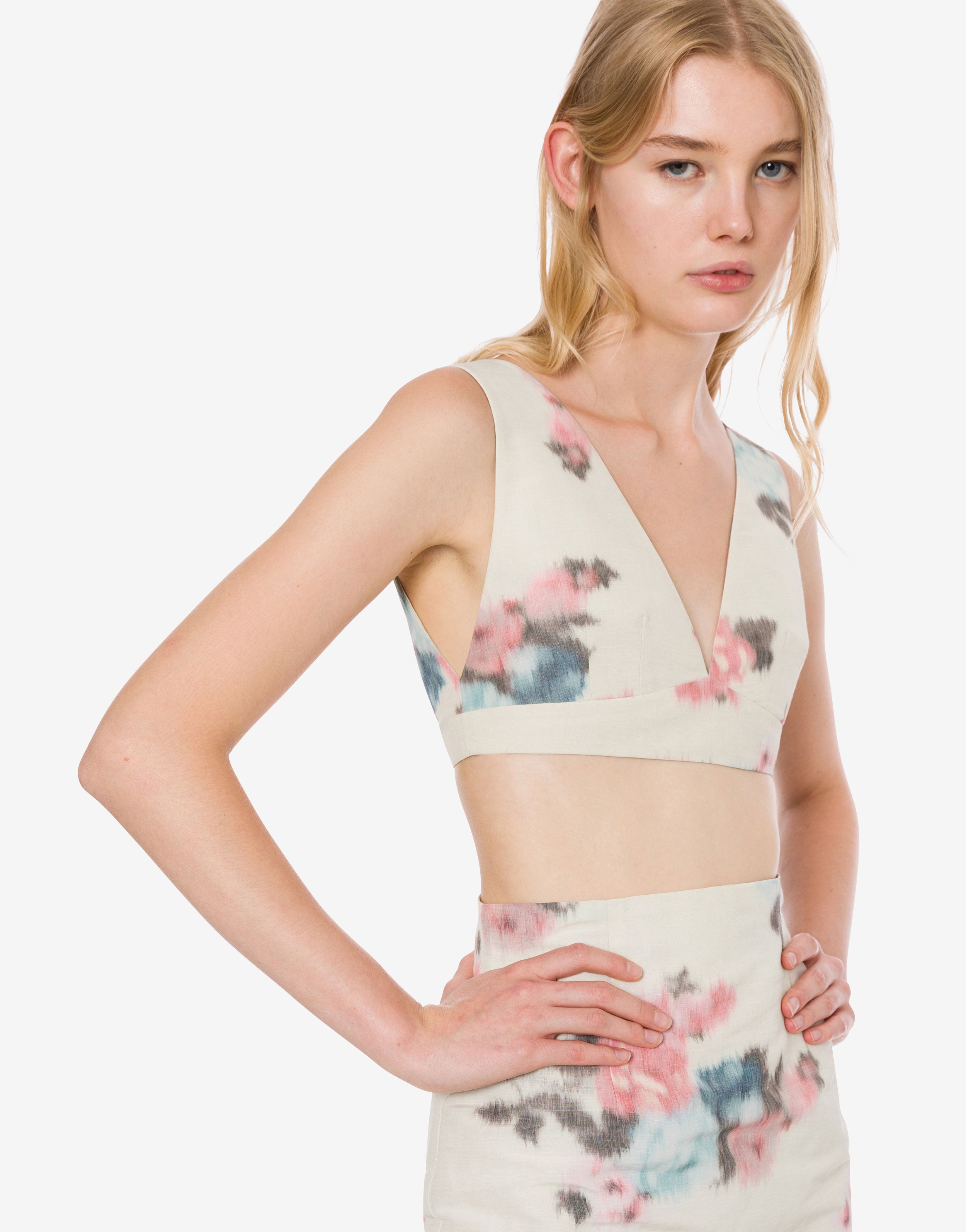 Micro top in taffetà chiné floreale、mySite、aoinhome