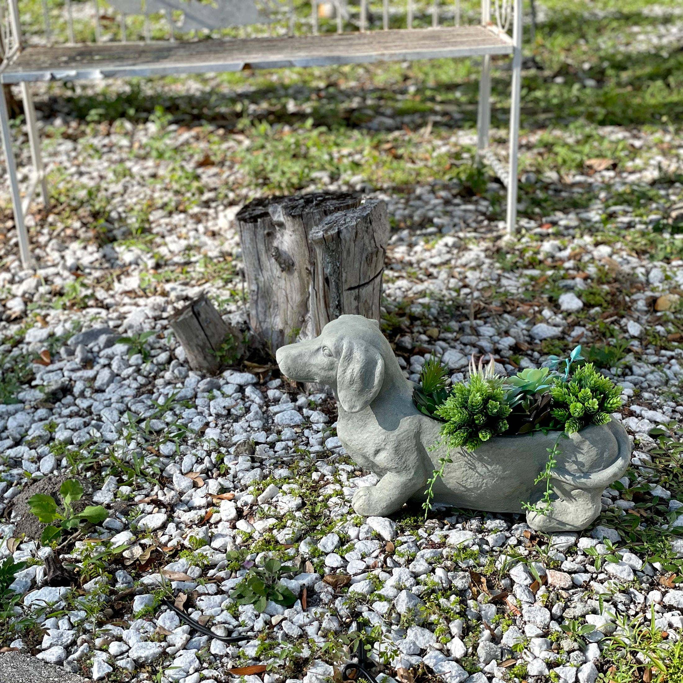 Dachshund Stone Finish Planter Realistic、mySite、g9winljtr