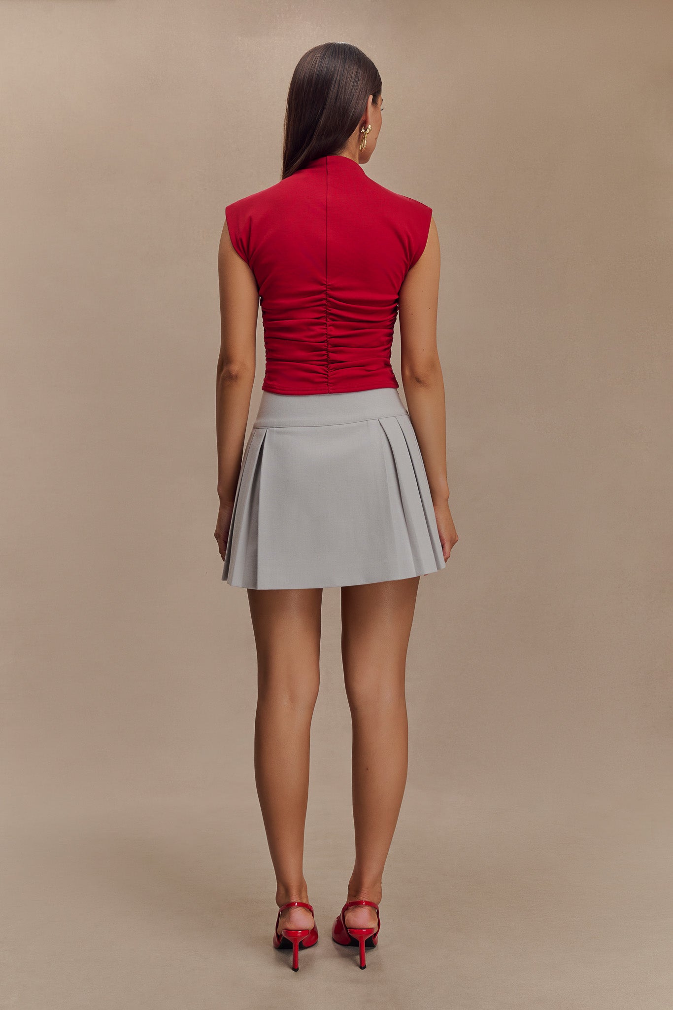 Ellia High Neck Sleeveless Top - Red、mySite、solidvoid