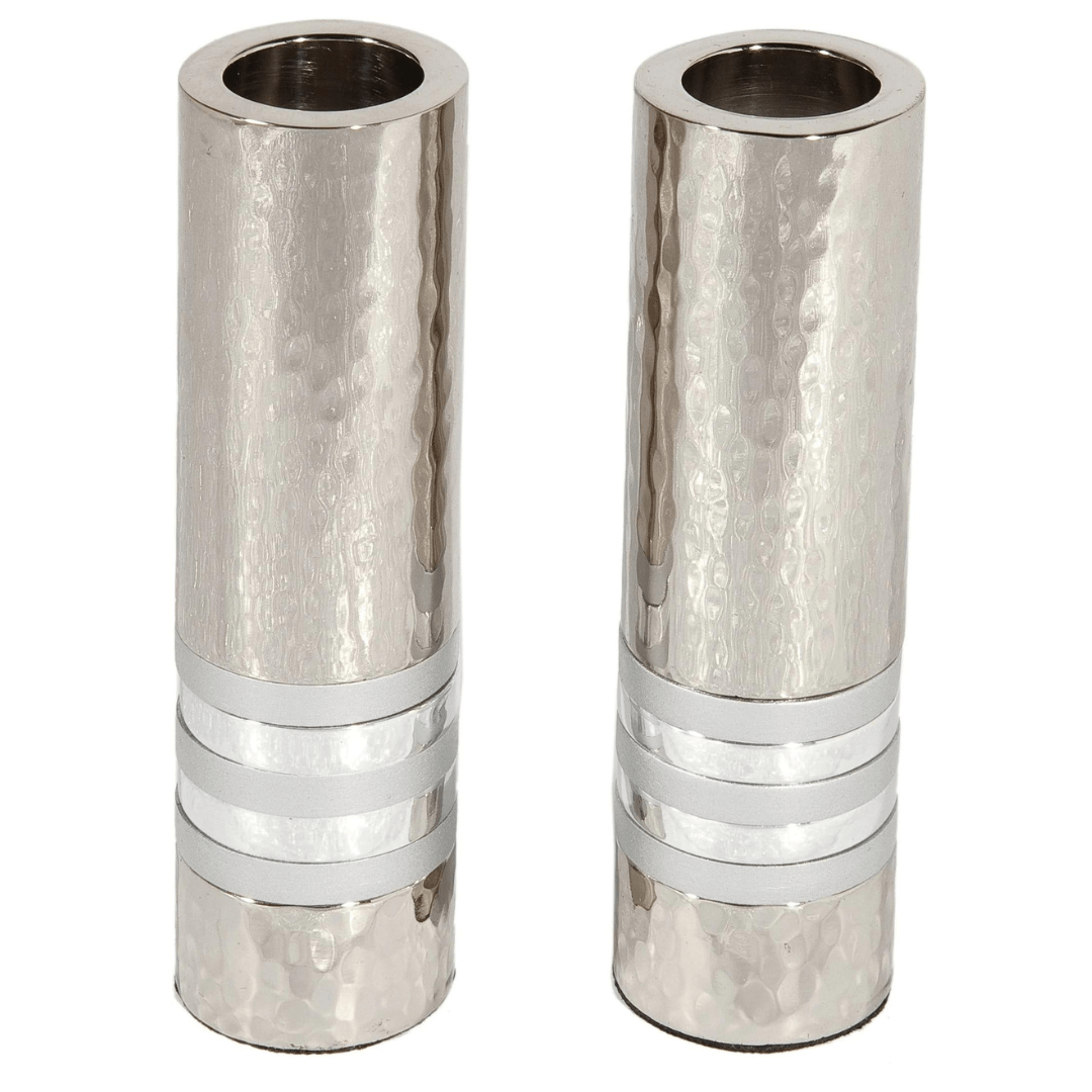Cylinder Hammered Candlesticks by Yair Emanuel - Silver、mySite、topwebapps