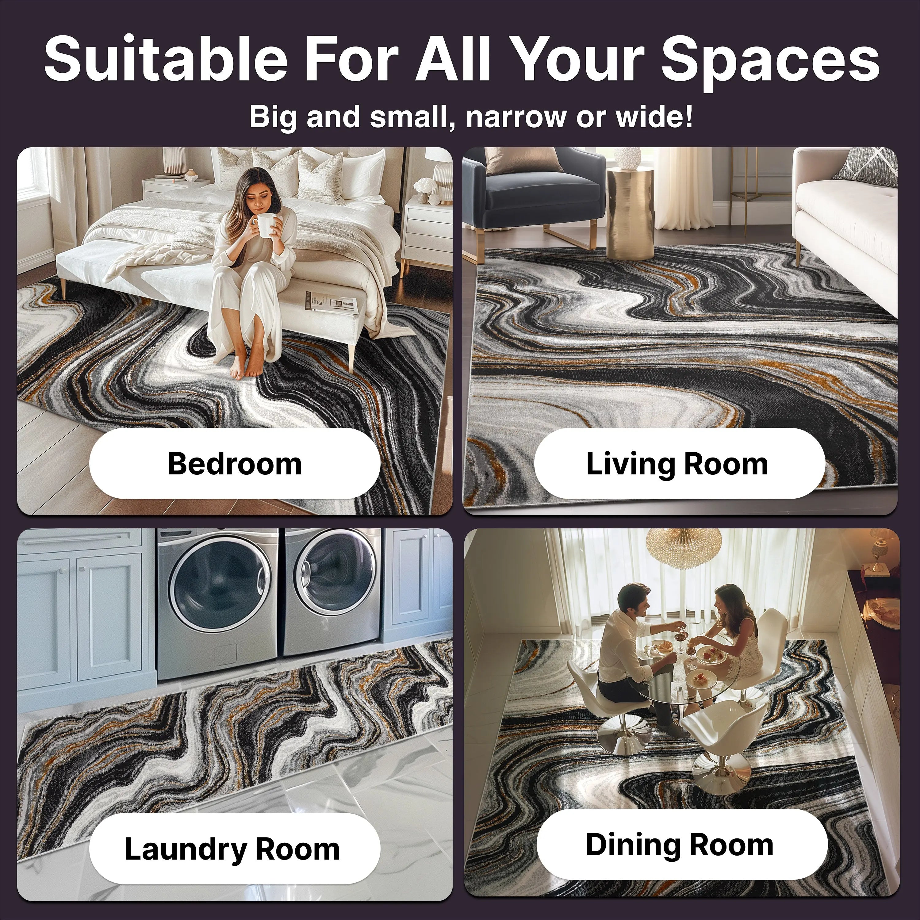 Warren Retro Abstract Waves Glam Rug、mySite、gigharbornorthrealestate