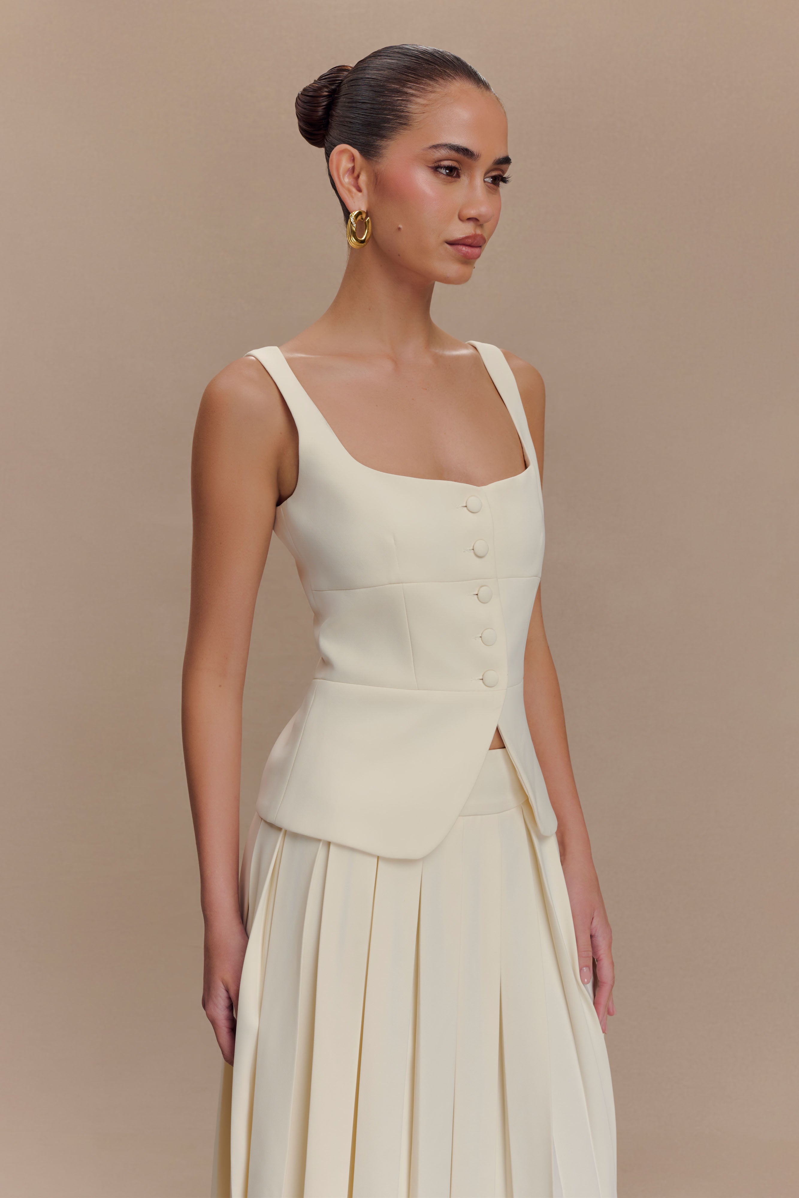 Sunny Suiting Peplum Top - Ivory、mySite、solidvoid