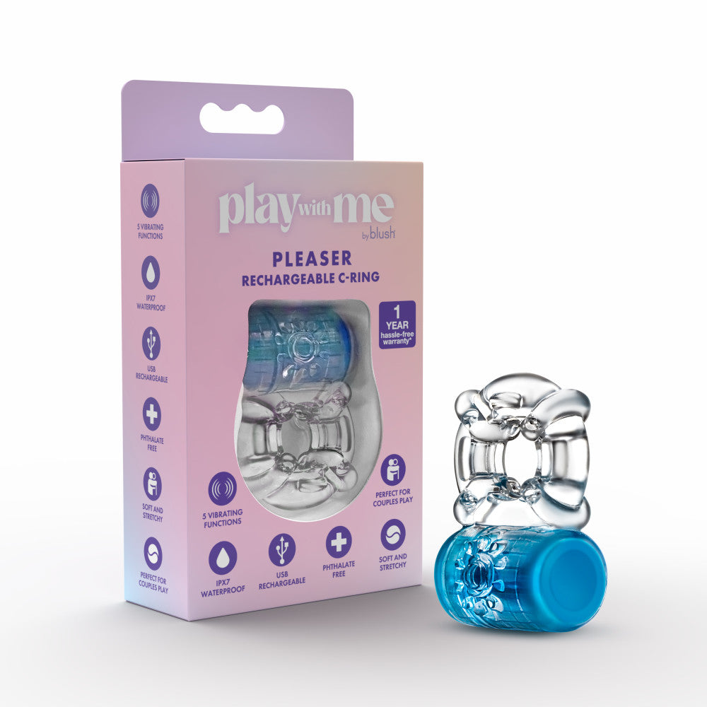 Play With Me By Blush® | Pleaser: Blue Rechargeable Vibrating Penis Ring、mySite、bottomscart