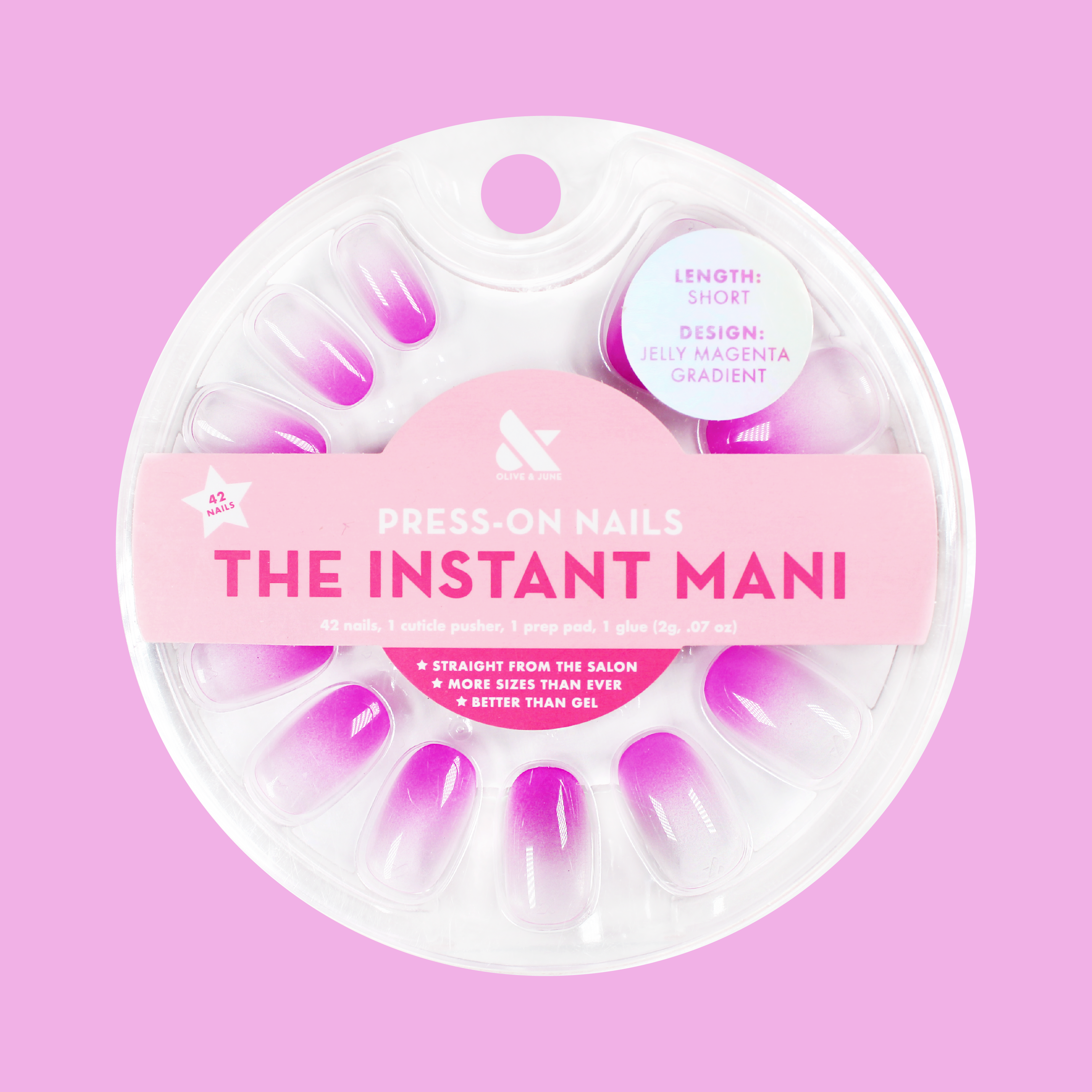 Jelly Magenta Gradient - Press-On | Short | Round、mySite、solidvoid