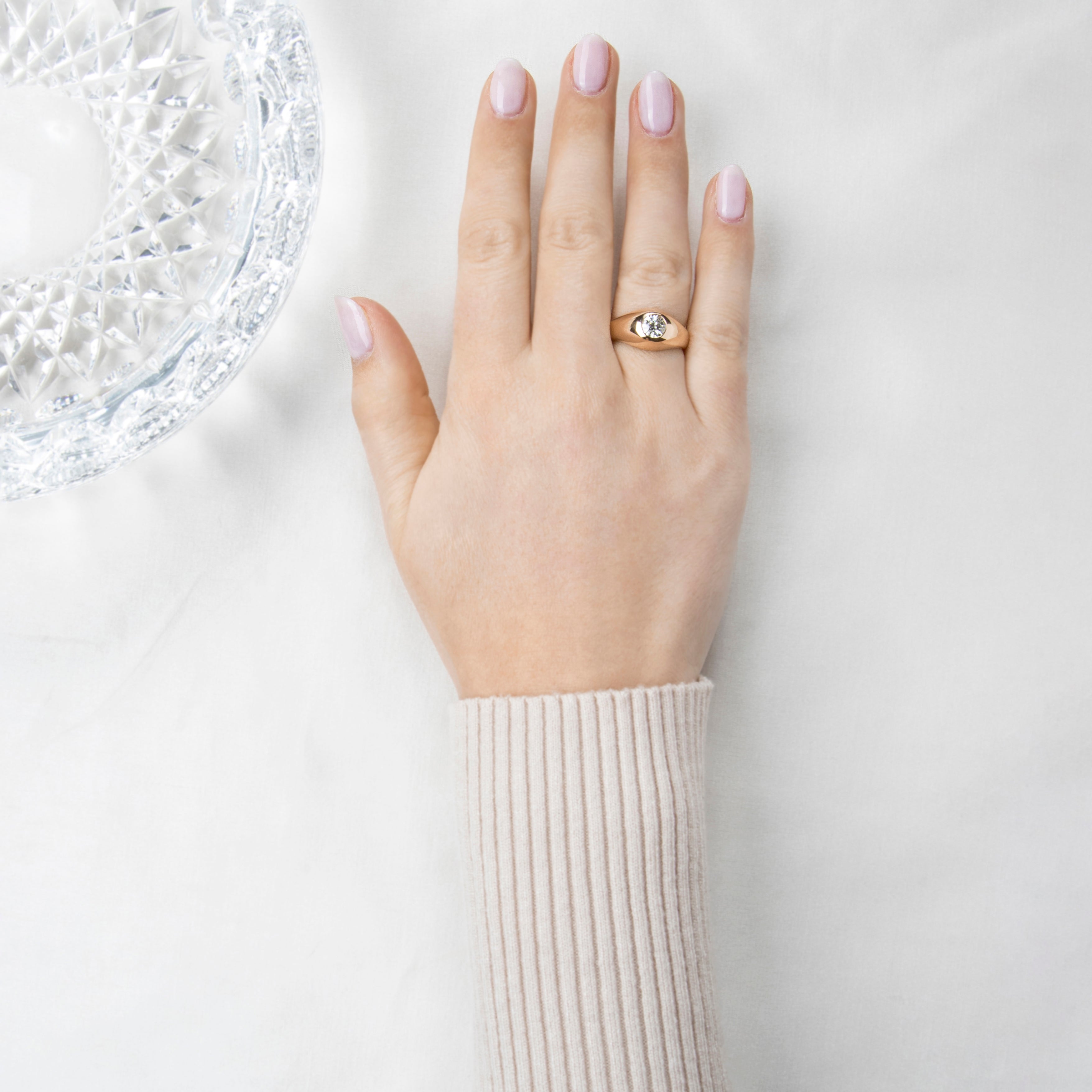 Antique Heavy 14k Yellow Gold .6ct European-Cut Diamond Flush-Set Ring 8.00、mySite、hinf8tx79