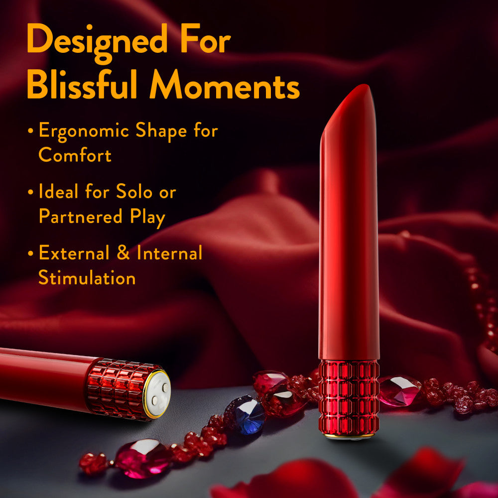 Oh My Gem | Desire 5 Inch Pocket-Sized Power Vibrator With Tapered Tip & Ruby Gem Base – In Red、mySite、bottomscart