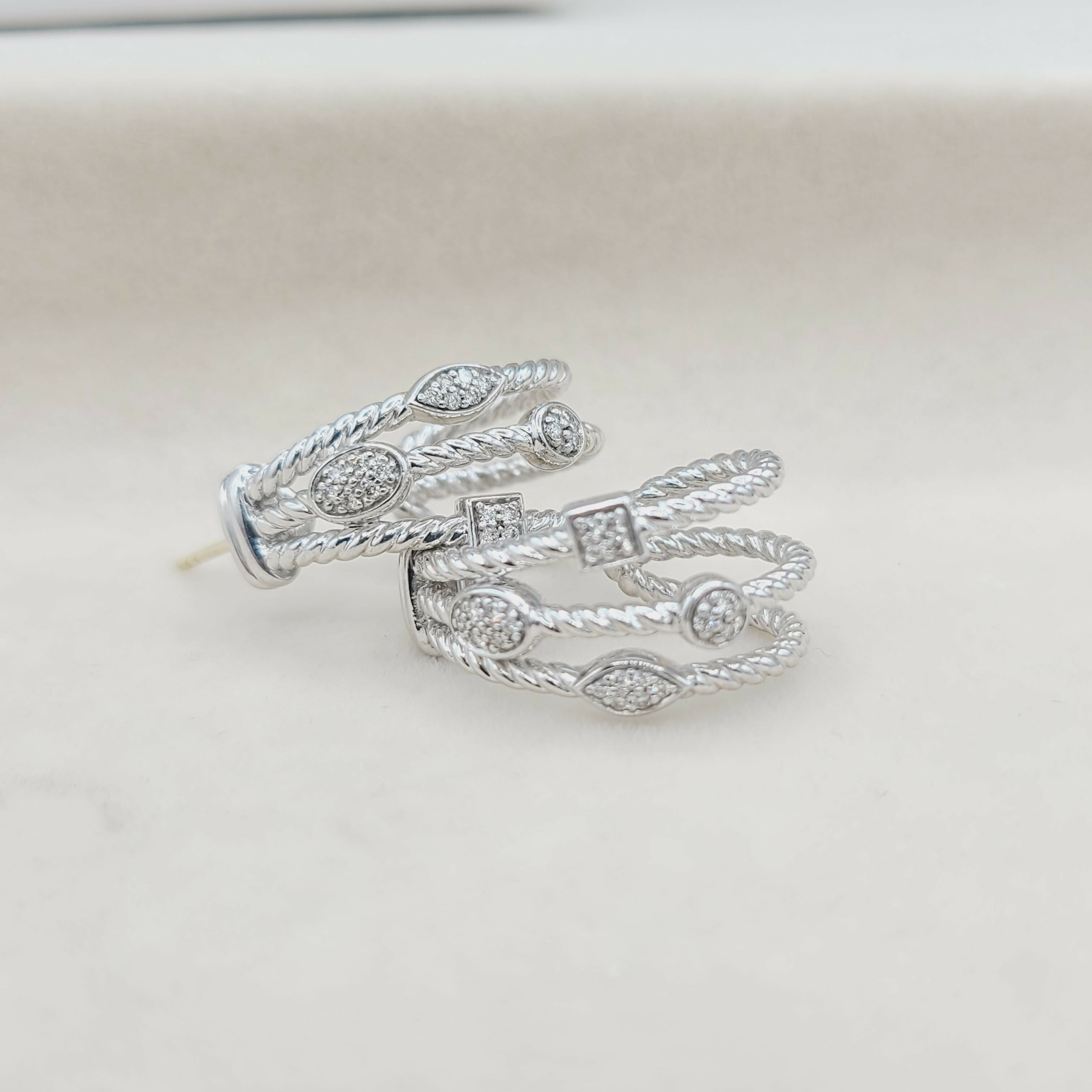 David Yurman Confetti Earrings Three Row with Diamonds、mySite、hinf8tx79