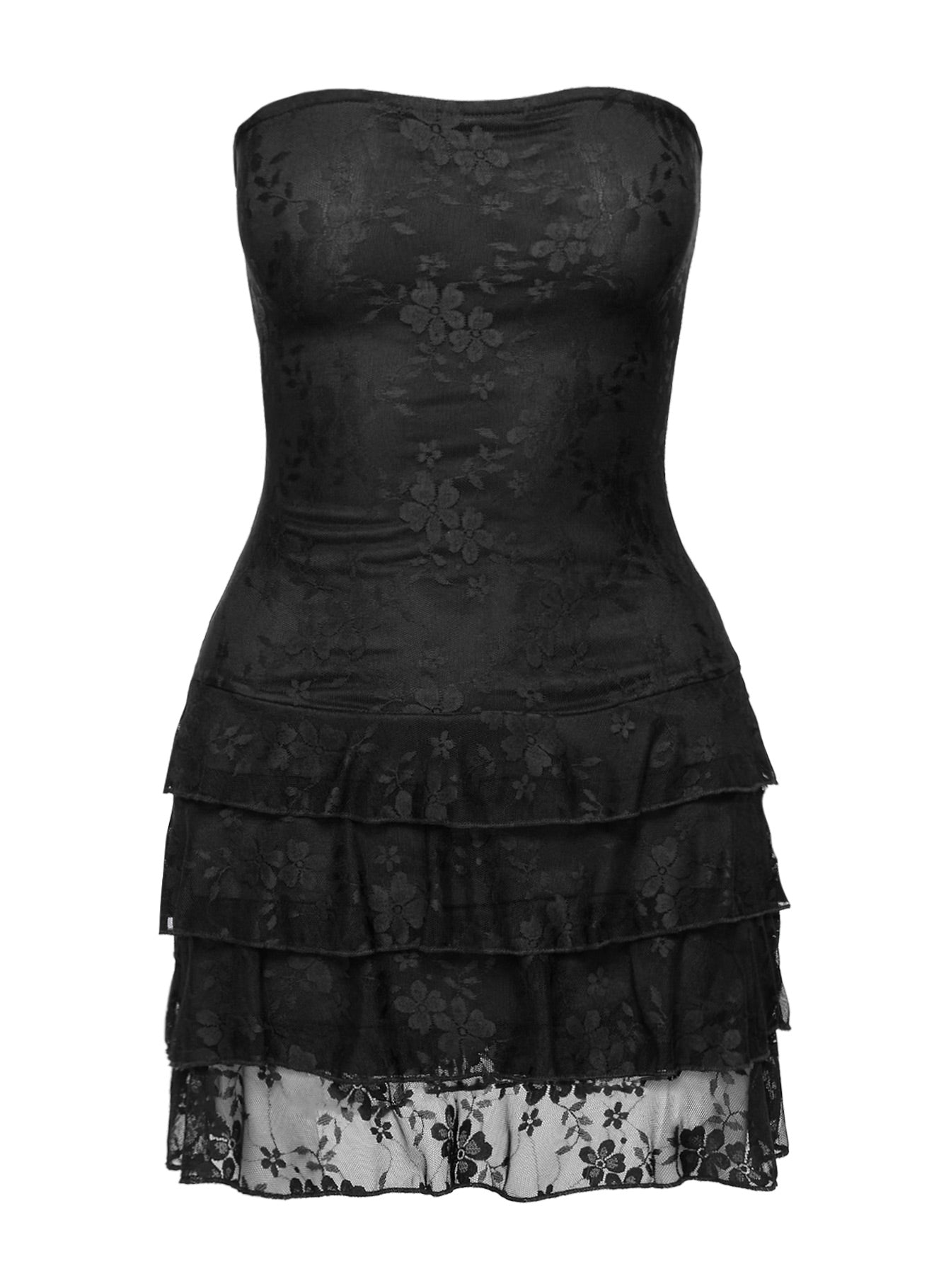 So Gorgeous Strapless Frill Playsuit Black、mySite、solidvoid