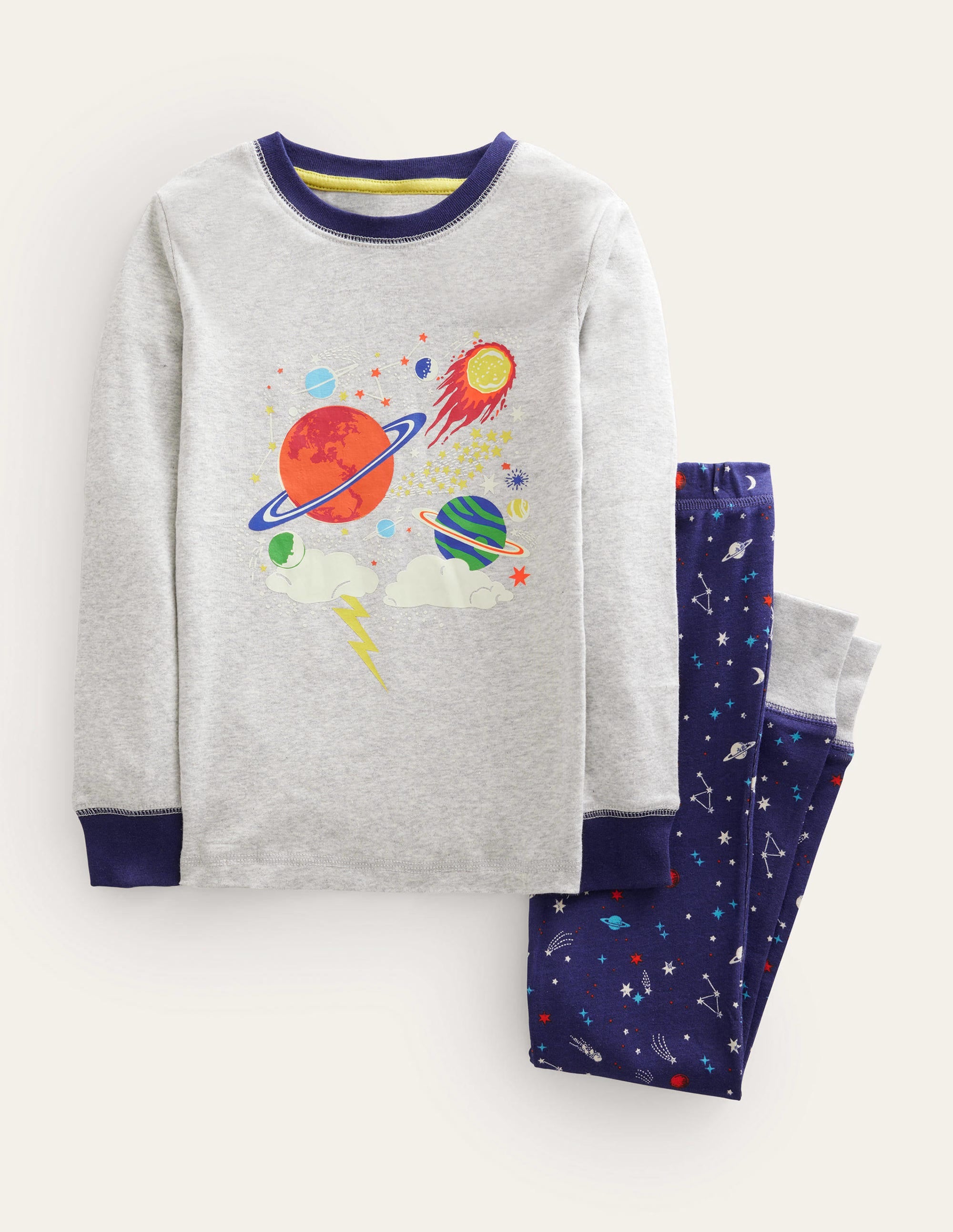  Snug Glow-in-the-dark Pyjamas-Grey Marl Space、mySite、ashleygrahame