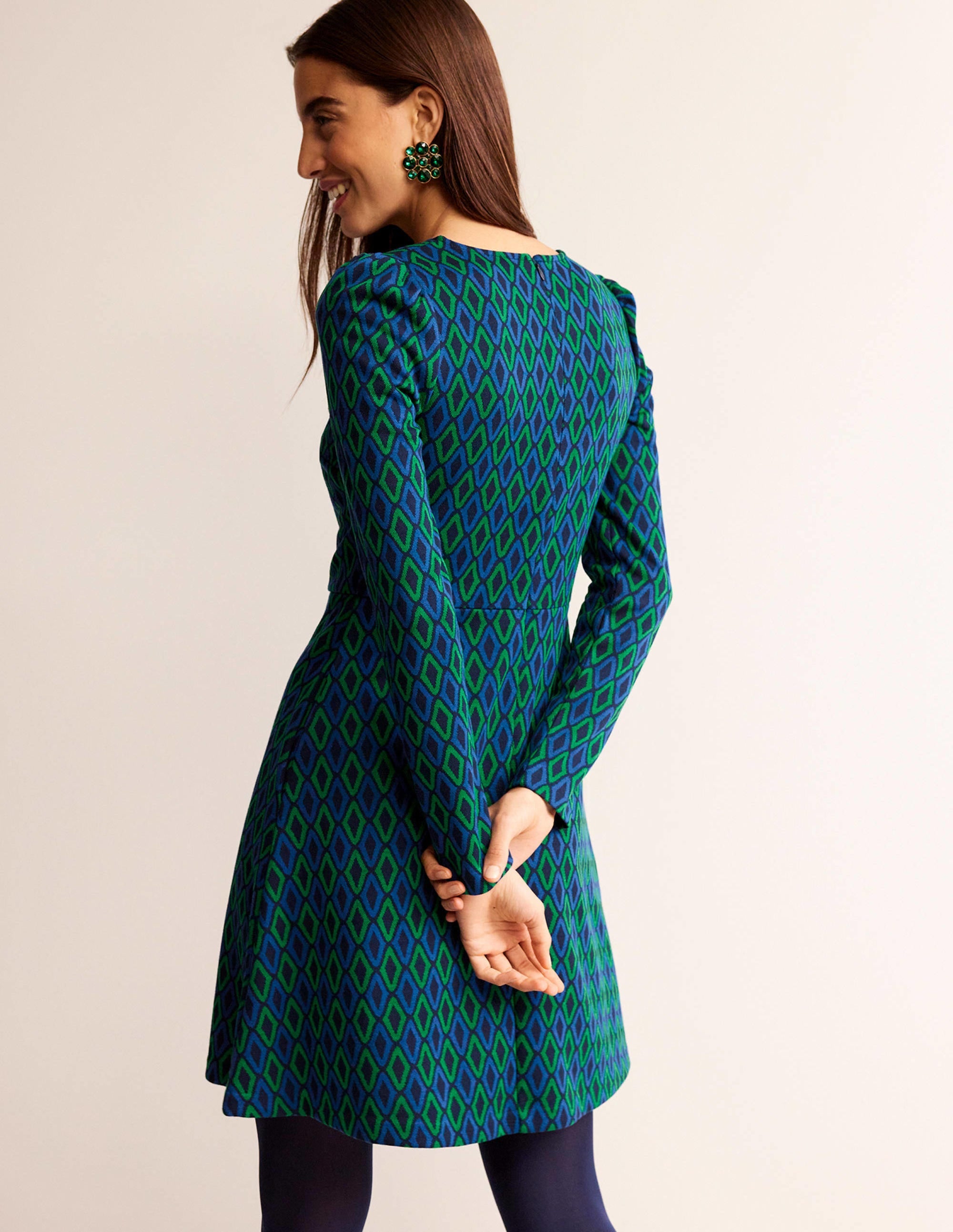  Jacquard A-Line Short Dress-Atlantic, Azure Jacquard、mySite、ashleygrahame