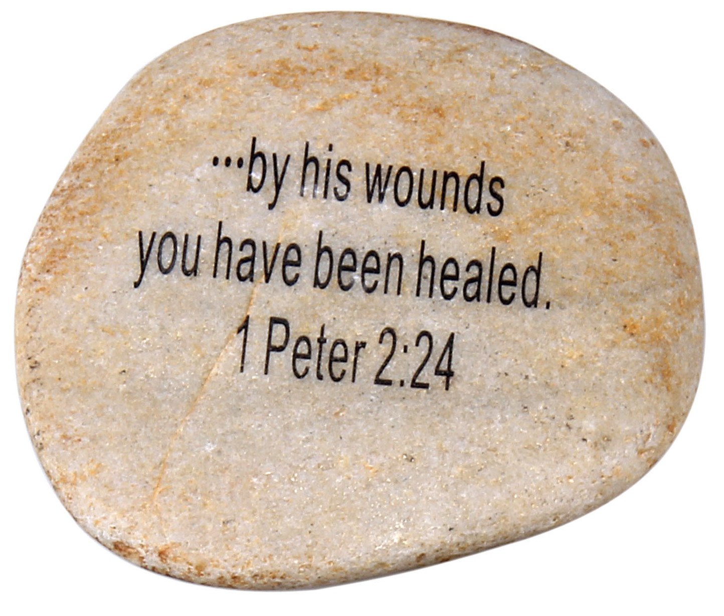 Holy Land Market Extra Large Engraved Inspirational Scripture Biblical Natural Stones Collection - Stone XIII : 1 Peter 2:24 : by his Wounds You Have Been Healed.、mySite、topwebapps