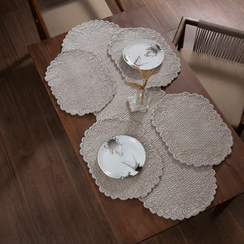 Cotton Dining Mat Set | Table Runner & Placemats | Beige | Set of 9、mySite、camillekostekn