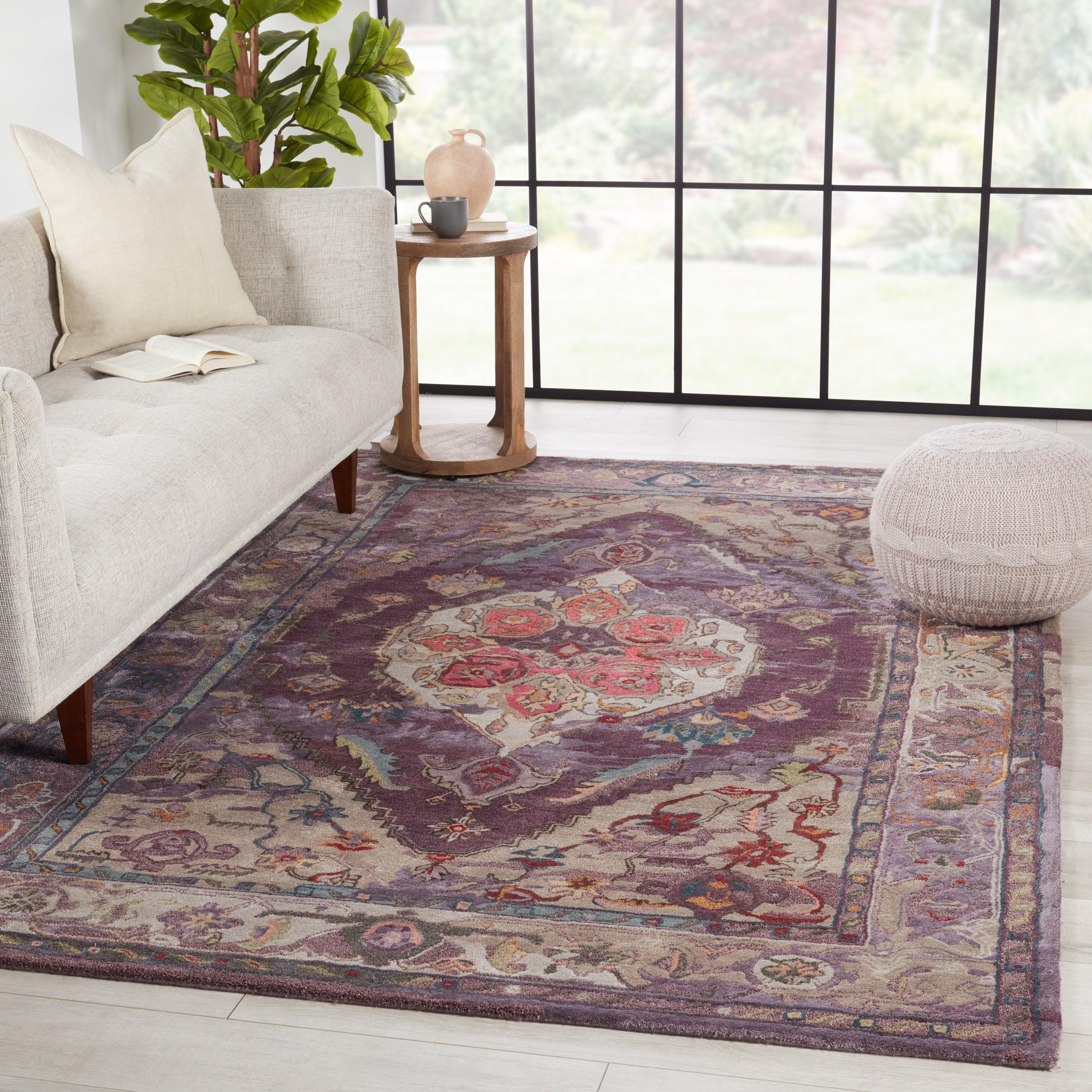 Raisa Handmade Medallion Purple Gray Area Rug、mySite、gigharbornorthrealestate